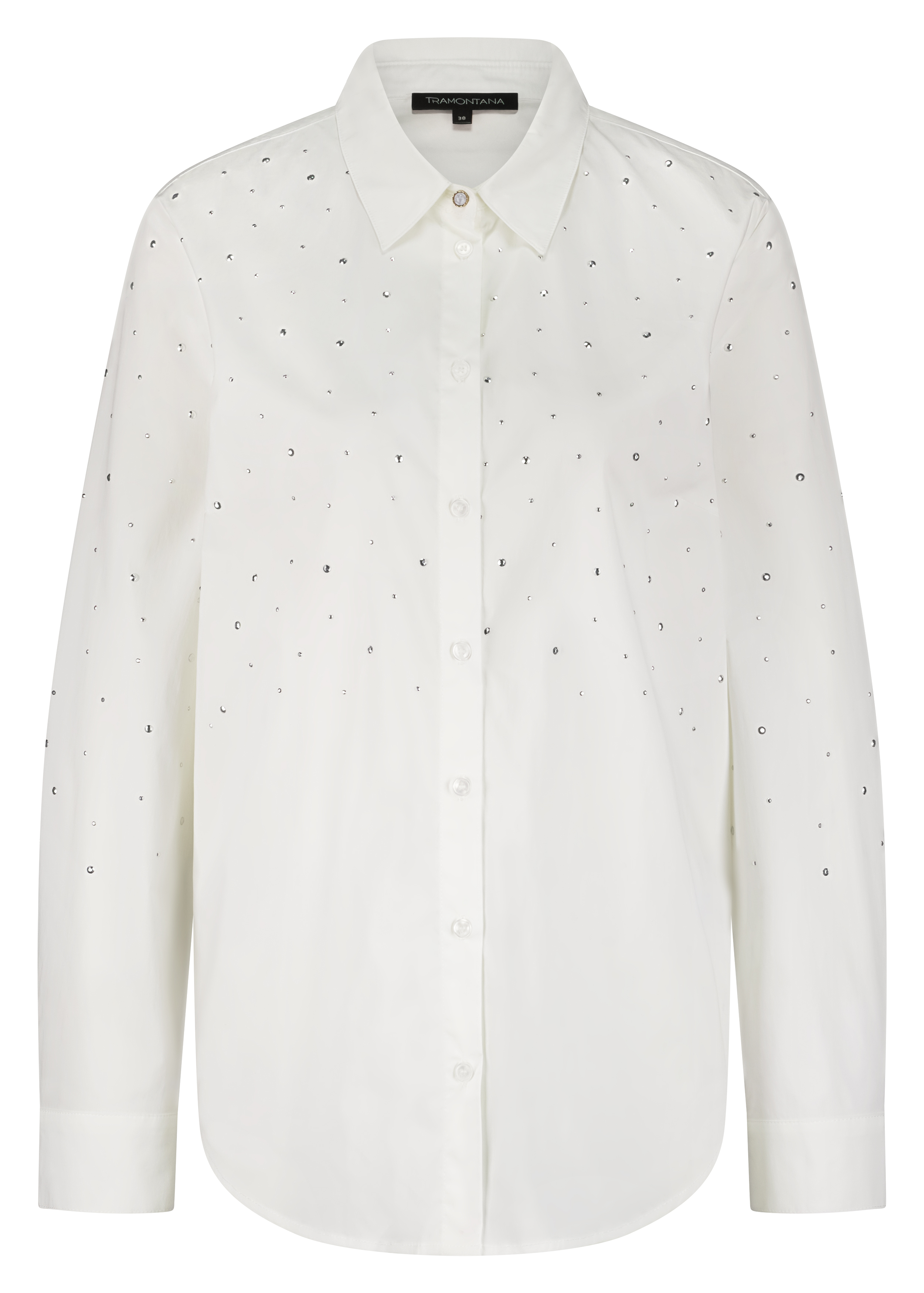 Long Poplin Blouse Rhinestones