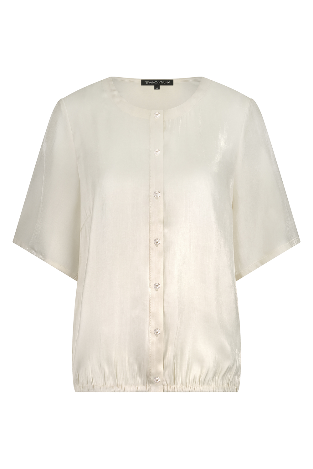 Fabric Mix Short-Sleeve Blouse