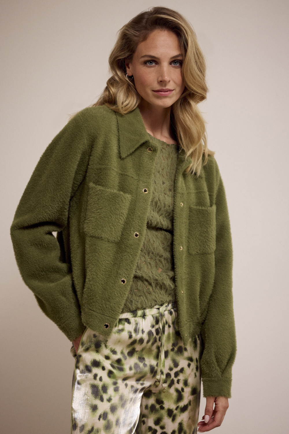 Faux Fur Knitted Jacket