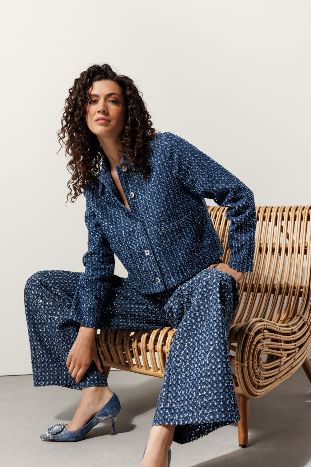5-Pocket Sequin Denim Trousers 5-Pocket Sequin Denim Trousers