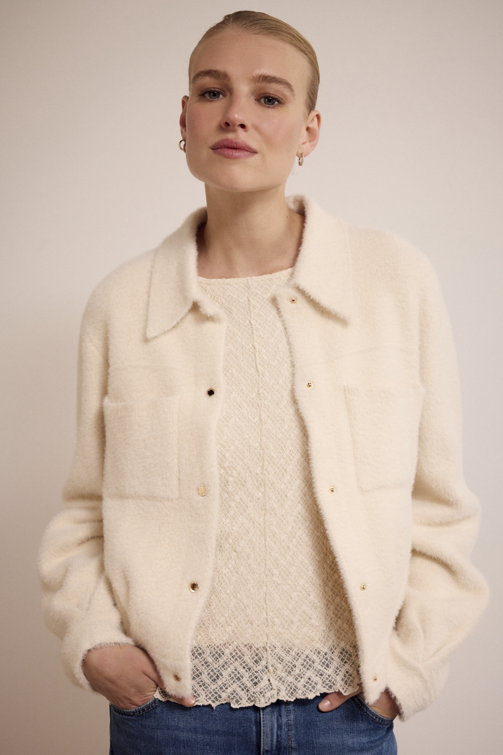 Faux Fur Knitted Jacket
