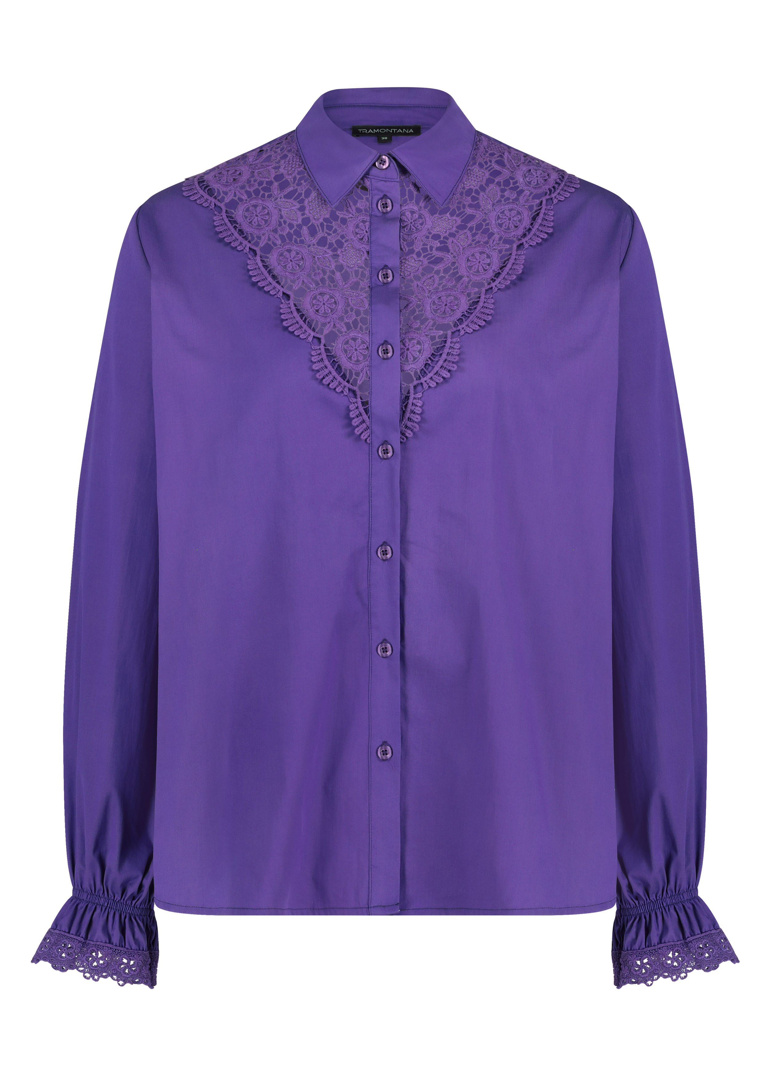 Blouse Poplin Lace Plastron