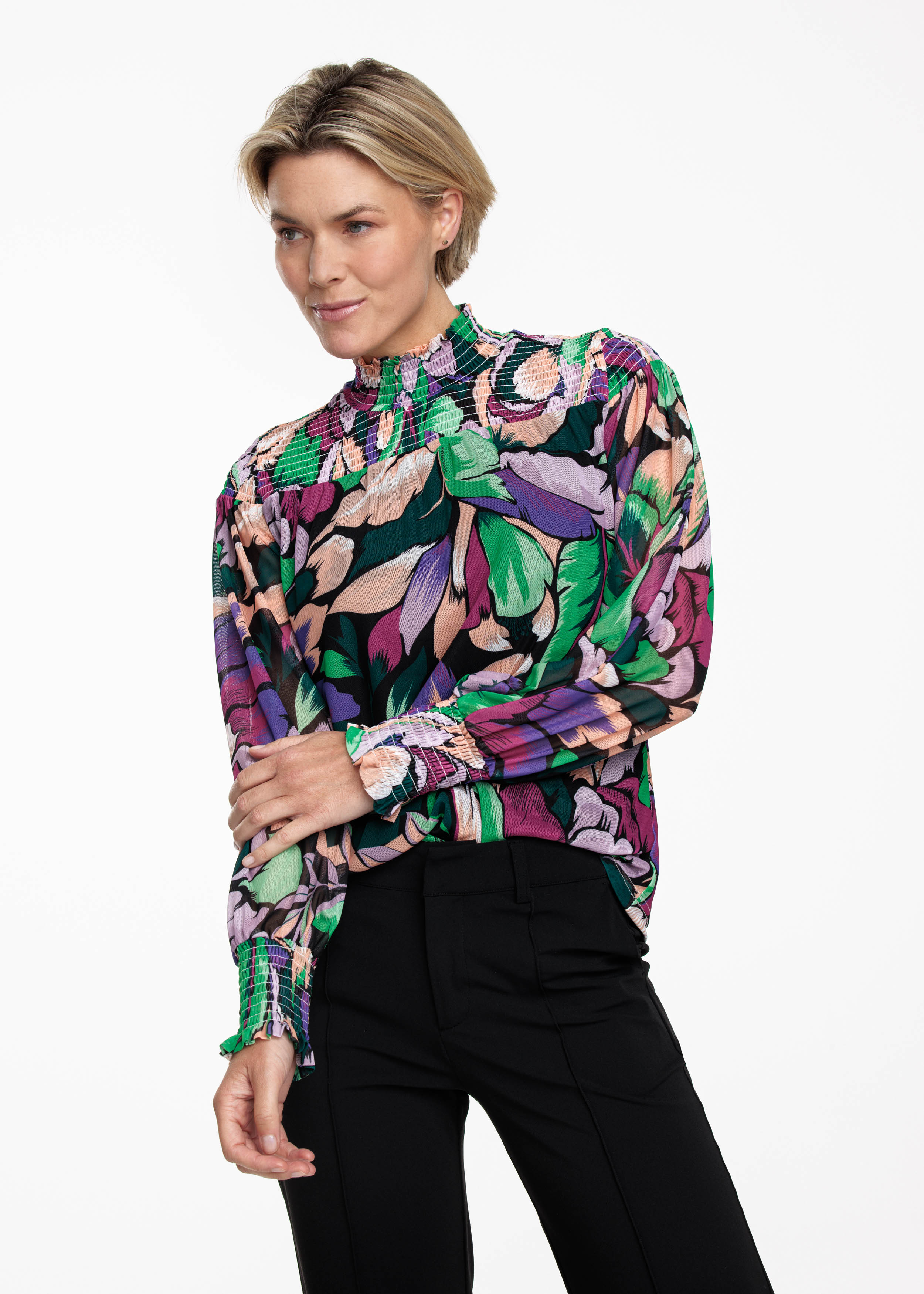 Top Mesh Flower Flash Print