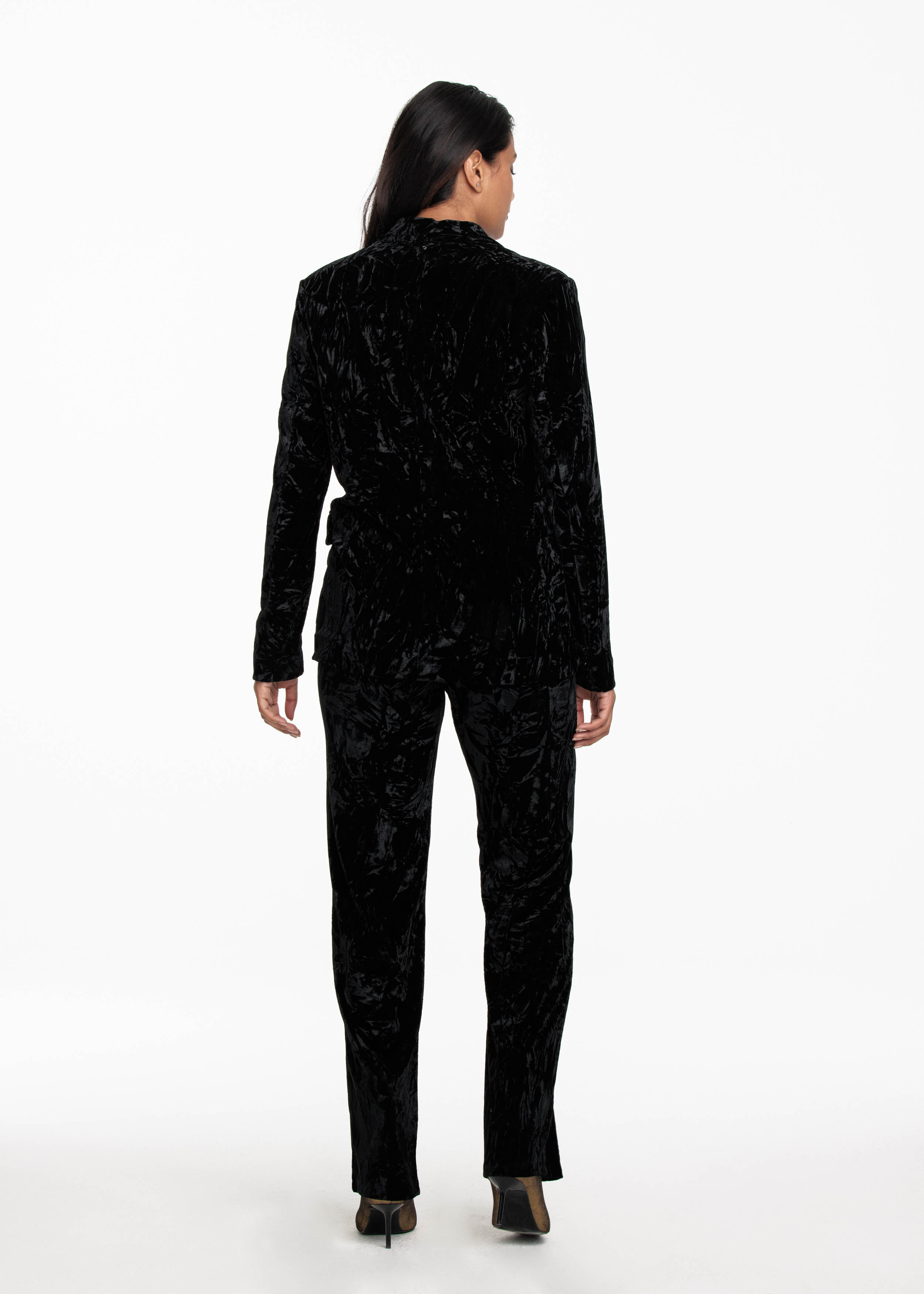 Trousers Straight Leg Crushed Velvet