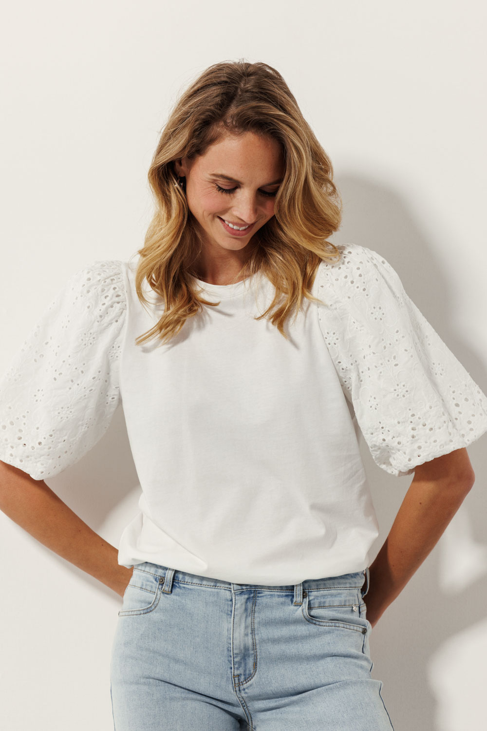 Brodery-Sleeved T-Shirt