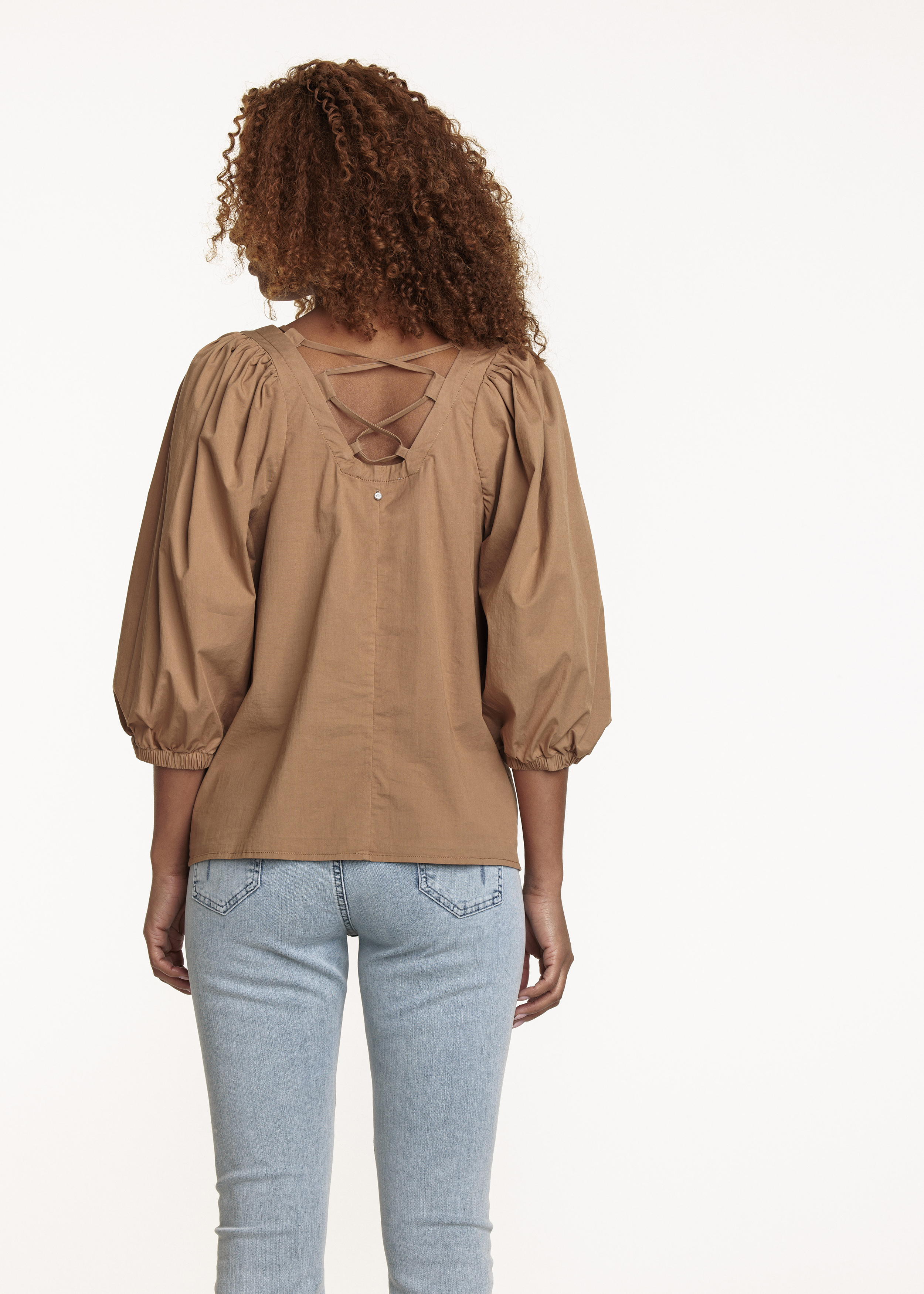 Blouse Poplin Lace Up Details