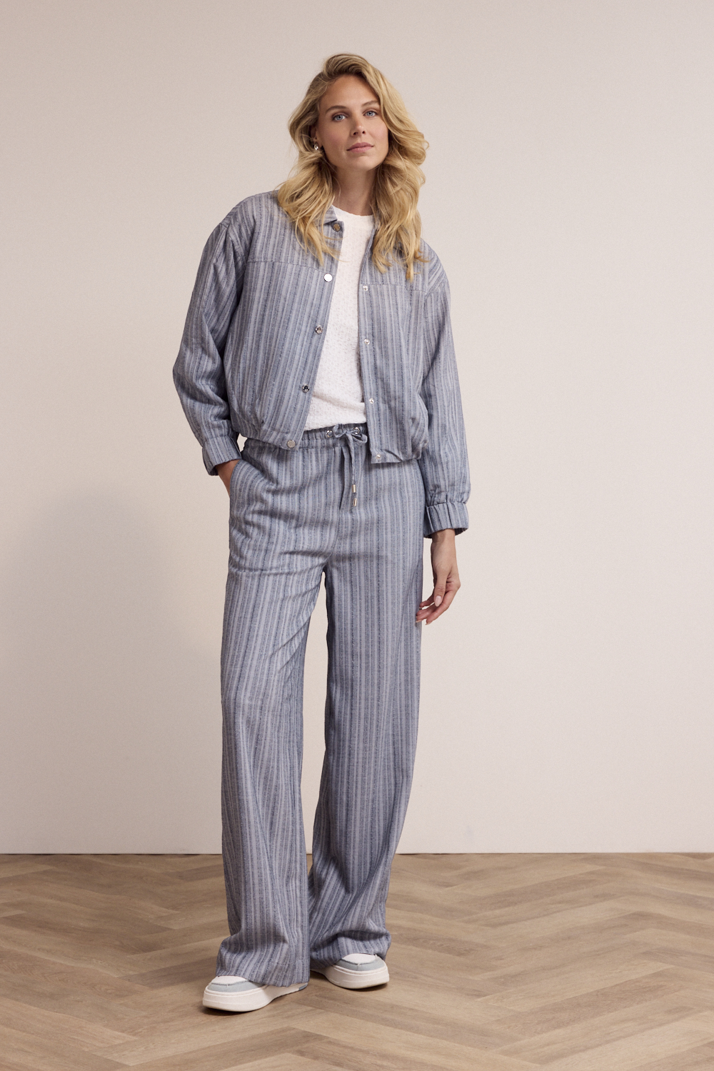 Melange Wide-Leg Trousers