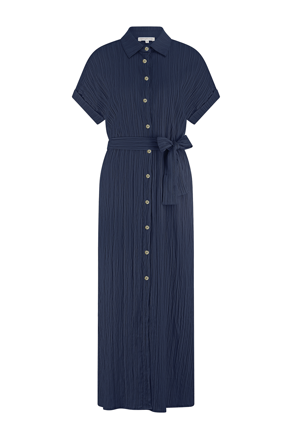 Crinkled Button-Down Dress 