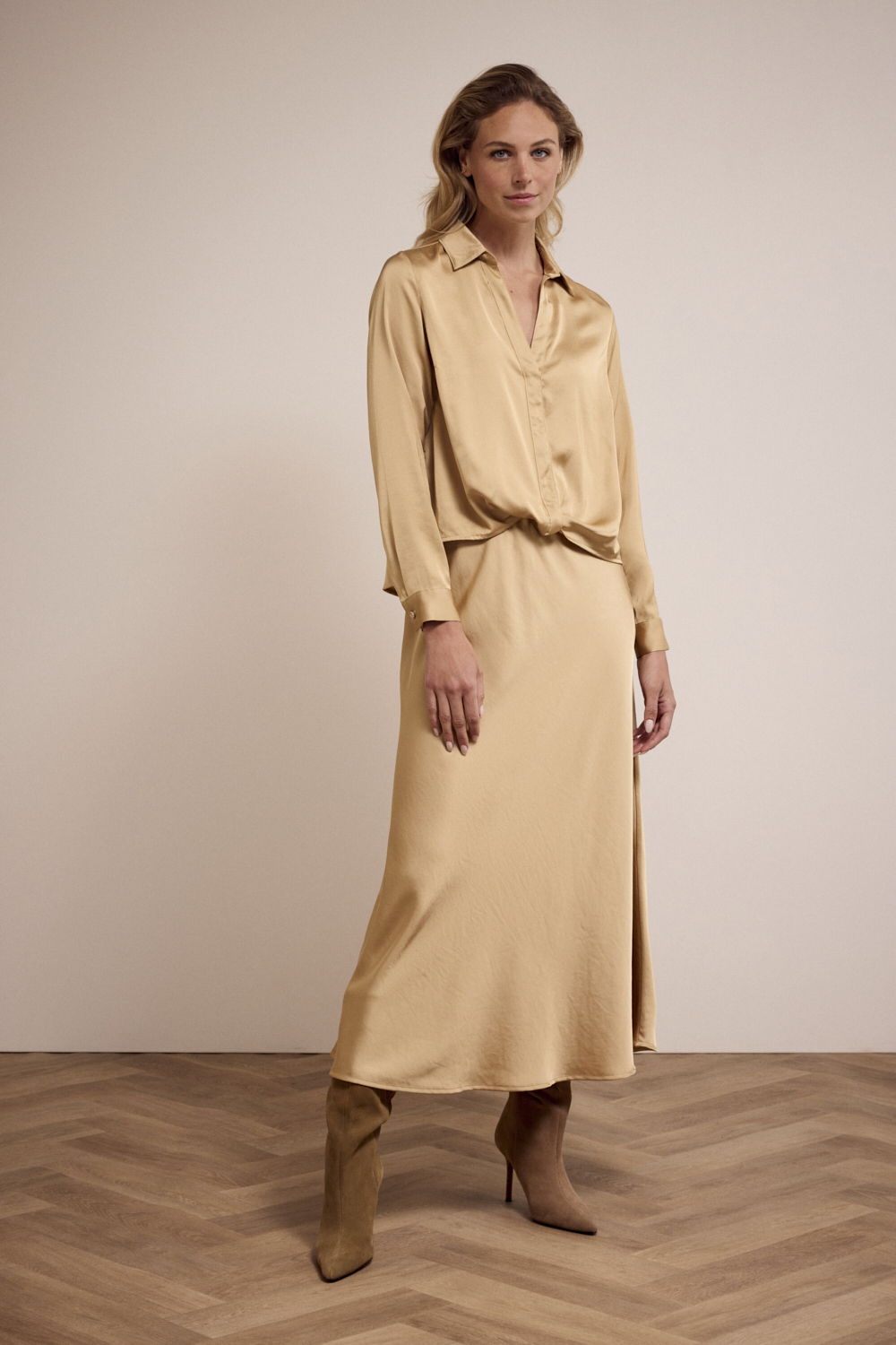 Hammered Satin Maxi Skirt