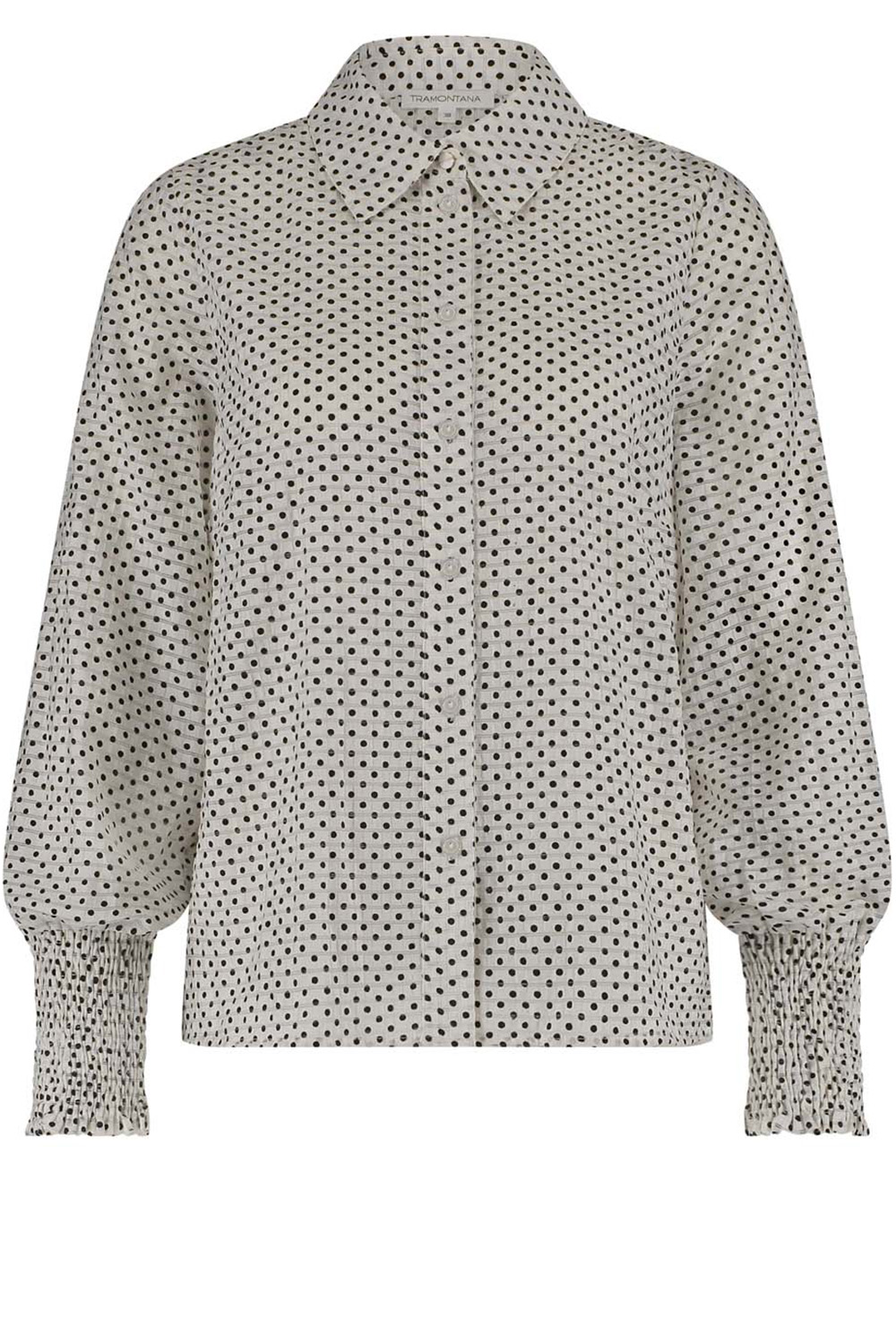 Gestippelde blouse, wit met swarte stipjes FRONT