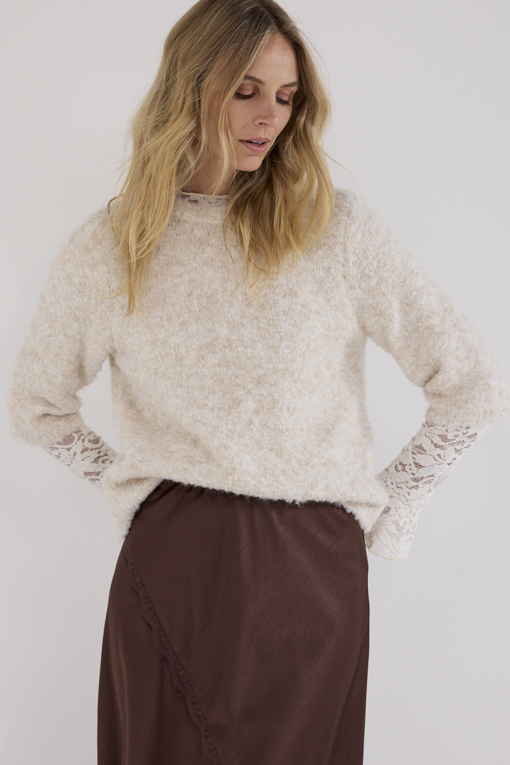 Short-Sleeve Bouclé Jumper