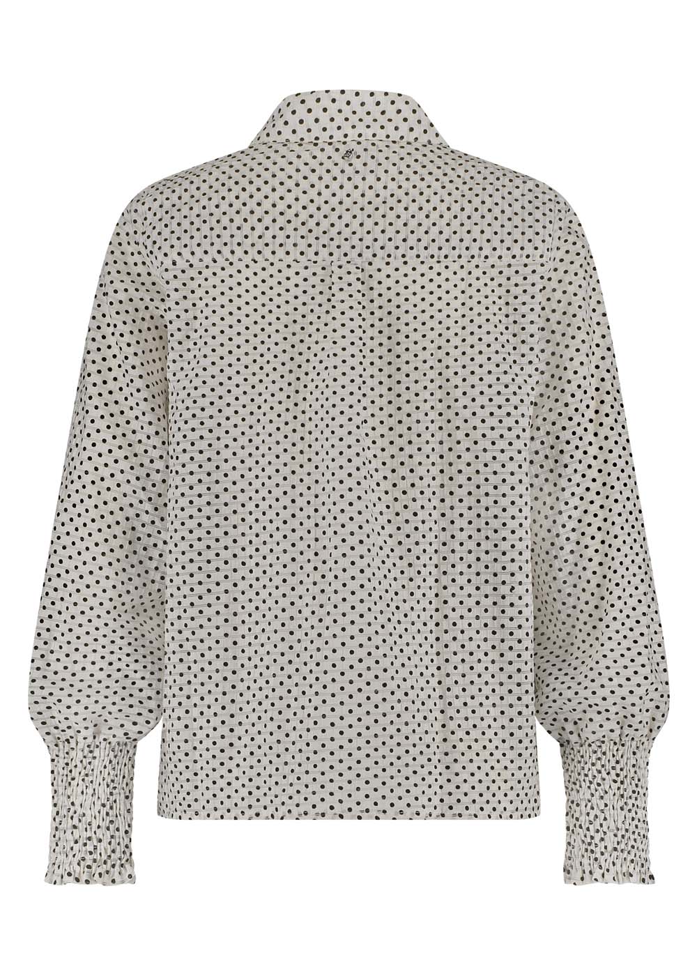Smocked-Cuff Blouse Dots