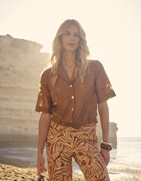Short-Sleeve Blouse Drawcord