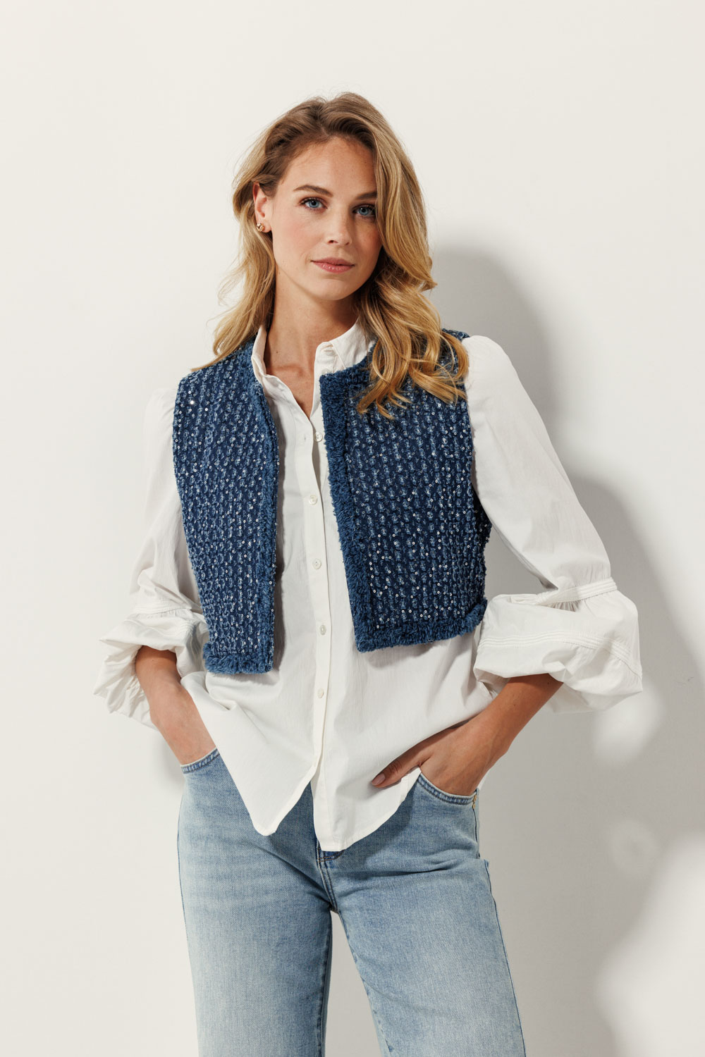 Sequin Denim Vest