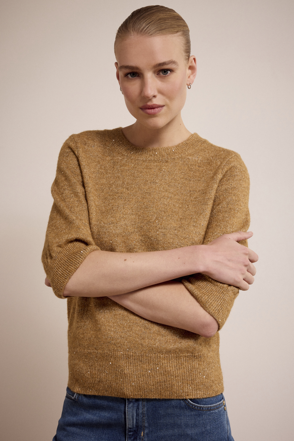 Short-Sleeve Sequin Jumper
