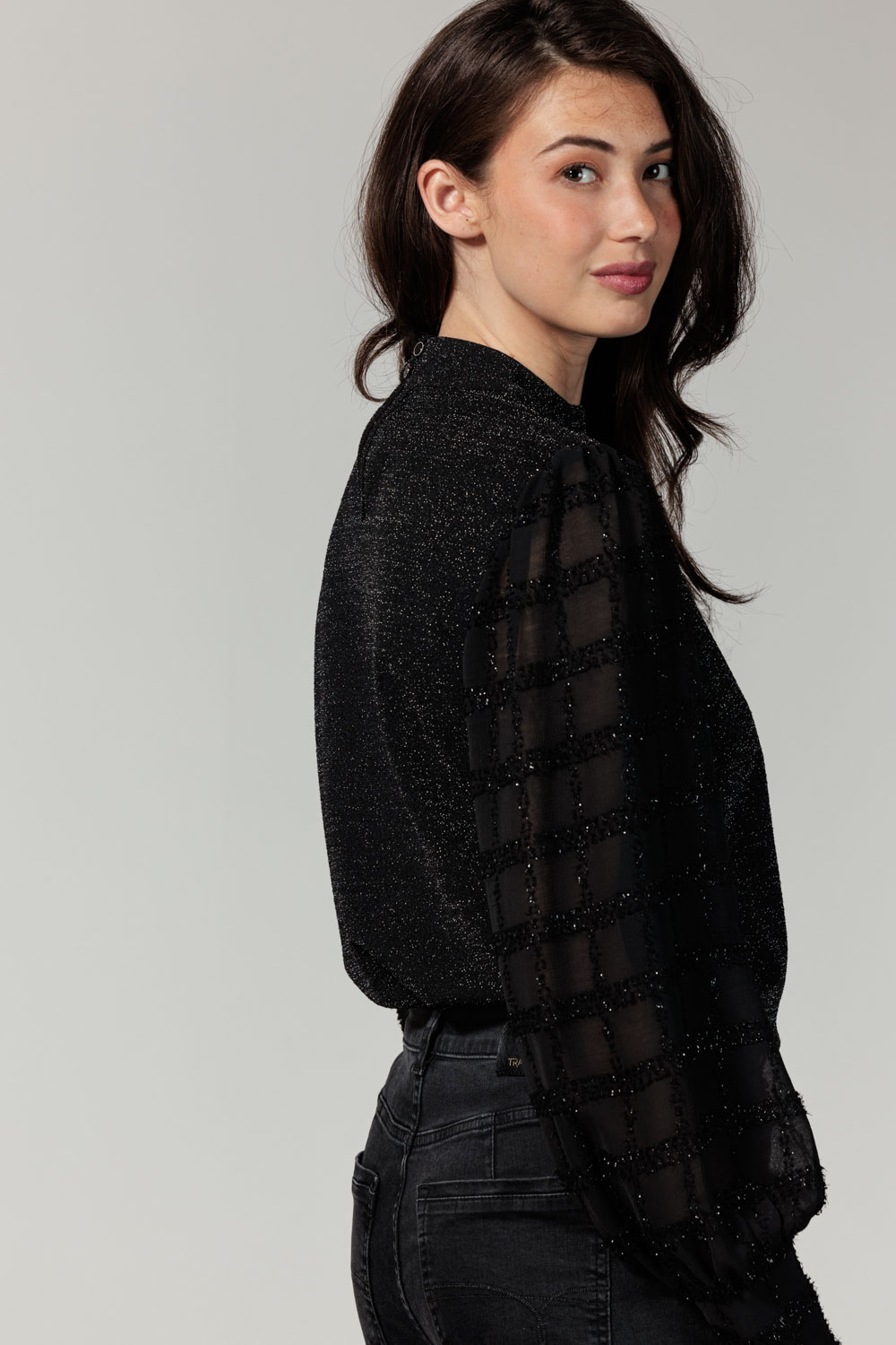 Top Fancy Woven Sleeves Top Fancy Woven Sleeves