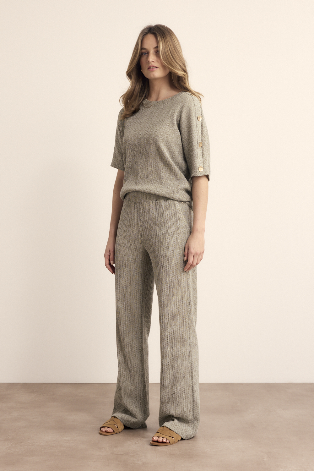Crinkled Wide-Leg Trousers