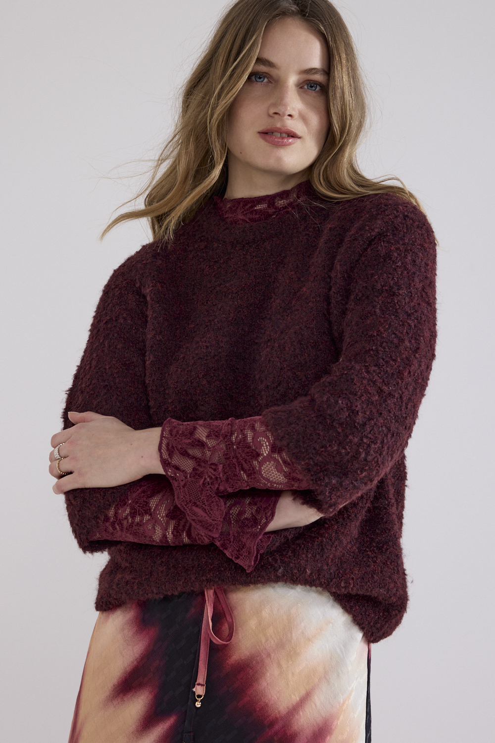 Short-Sleeve Bouclé Jumper