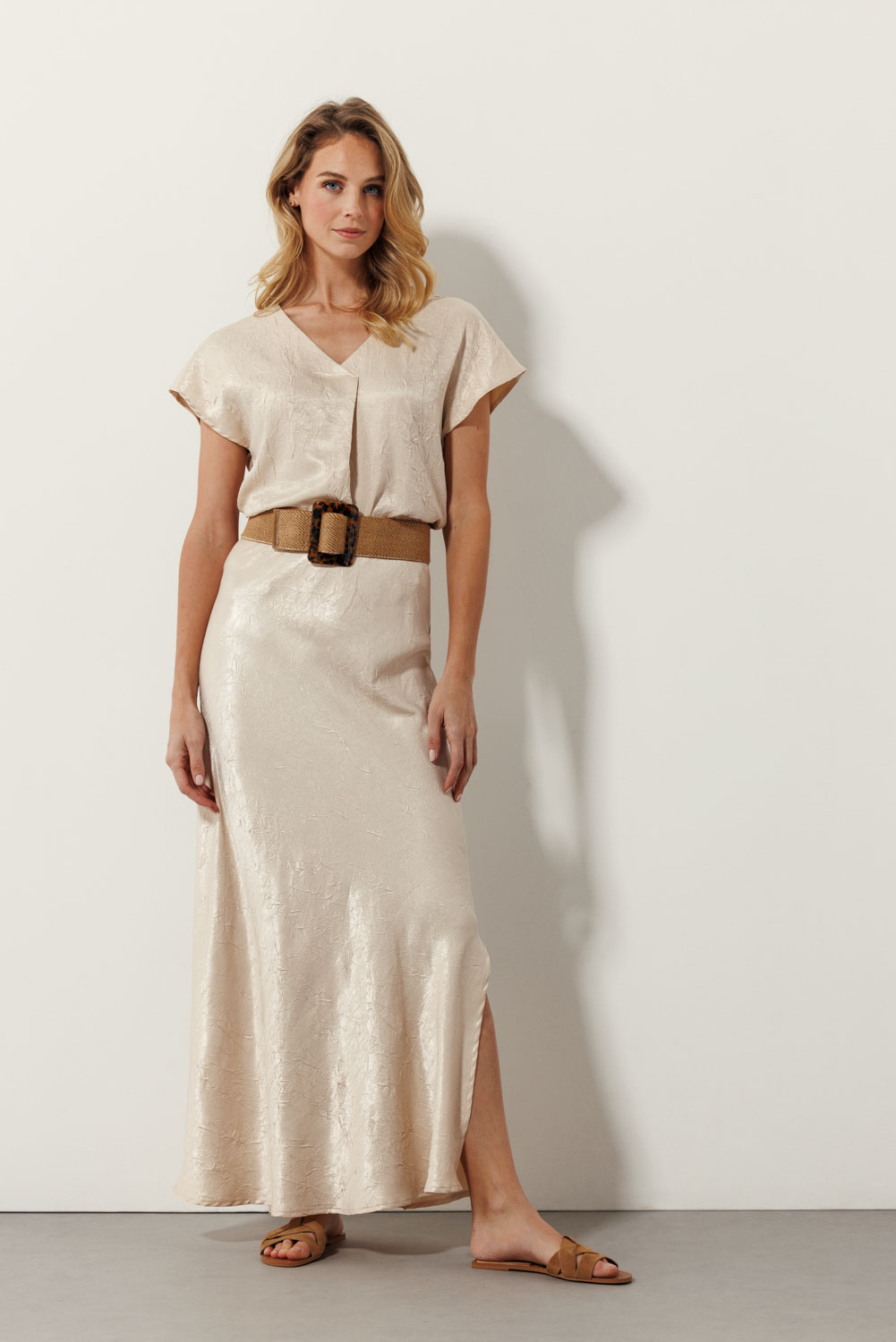 Crinkled Satin Maxi Skirt