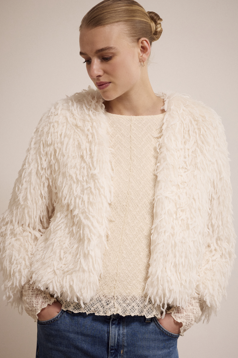 Faux Fur Feather Jacket