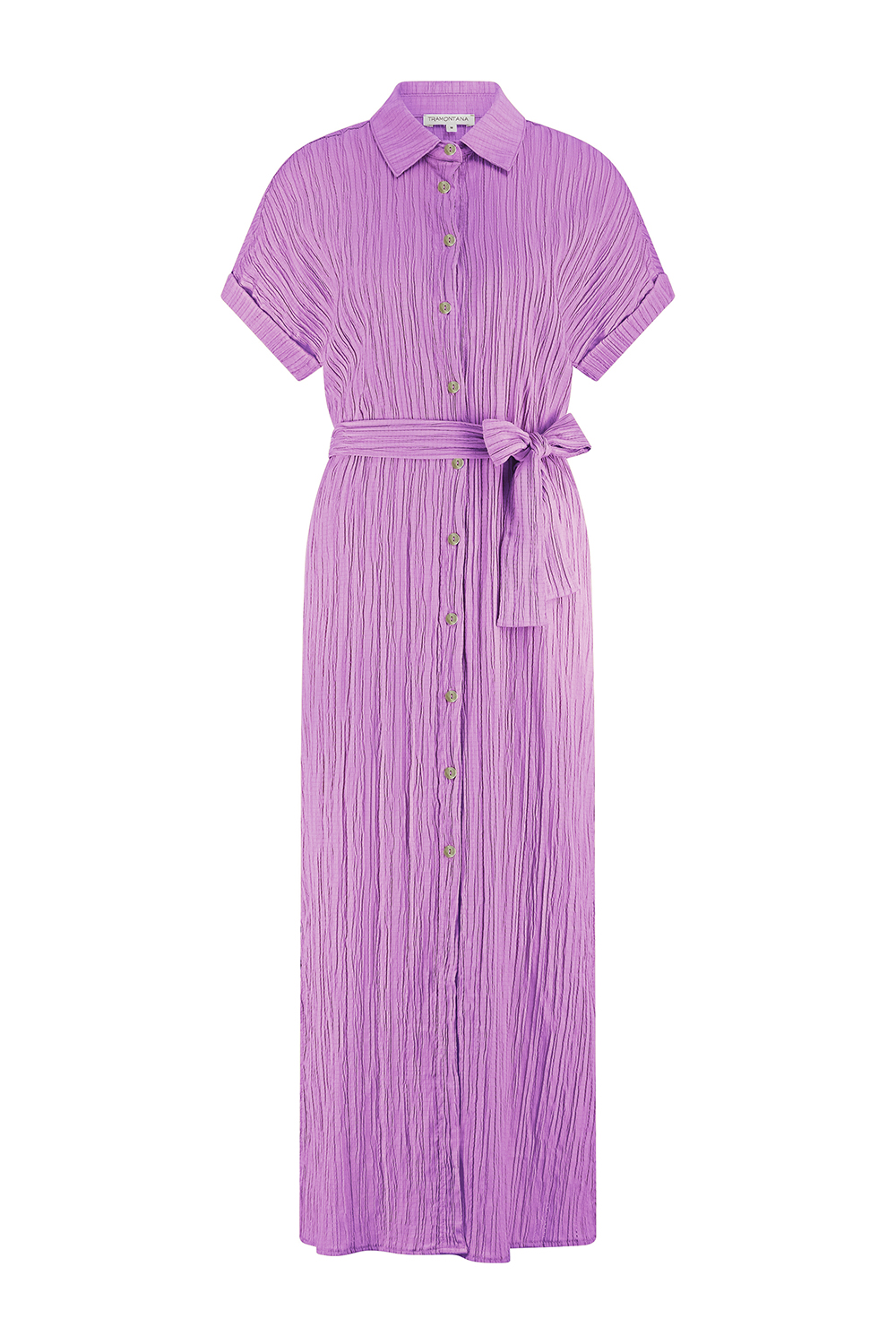Crinkled Button-Down Dress 