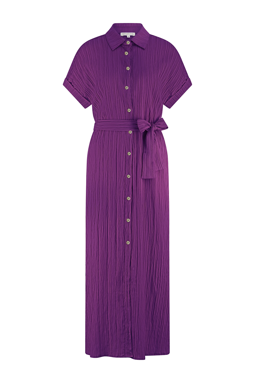 Crinkled Button-Down Dress 