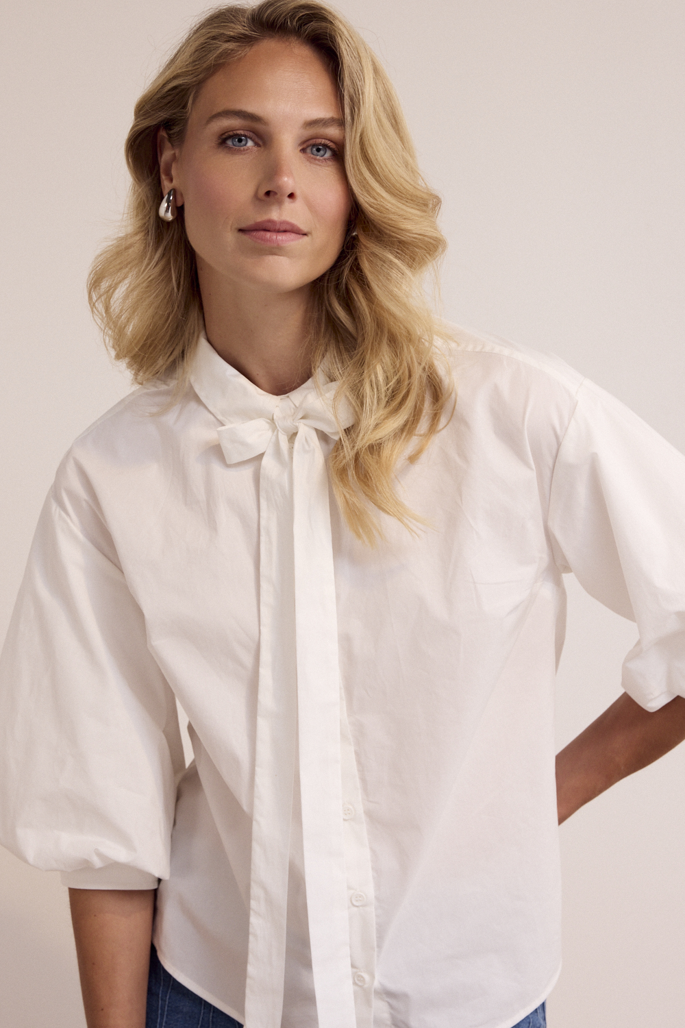 Poplin Blouse Bow Detail