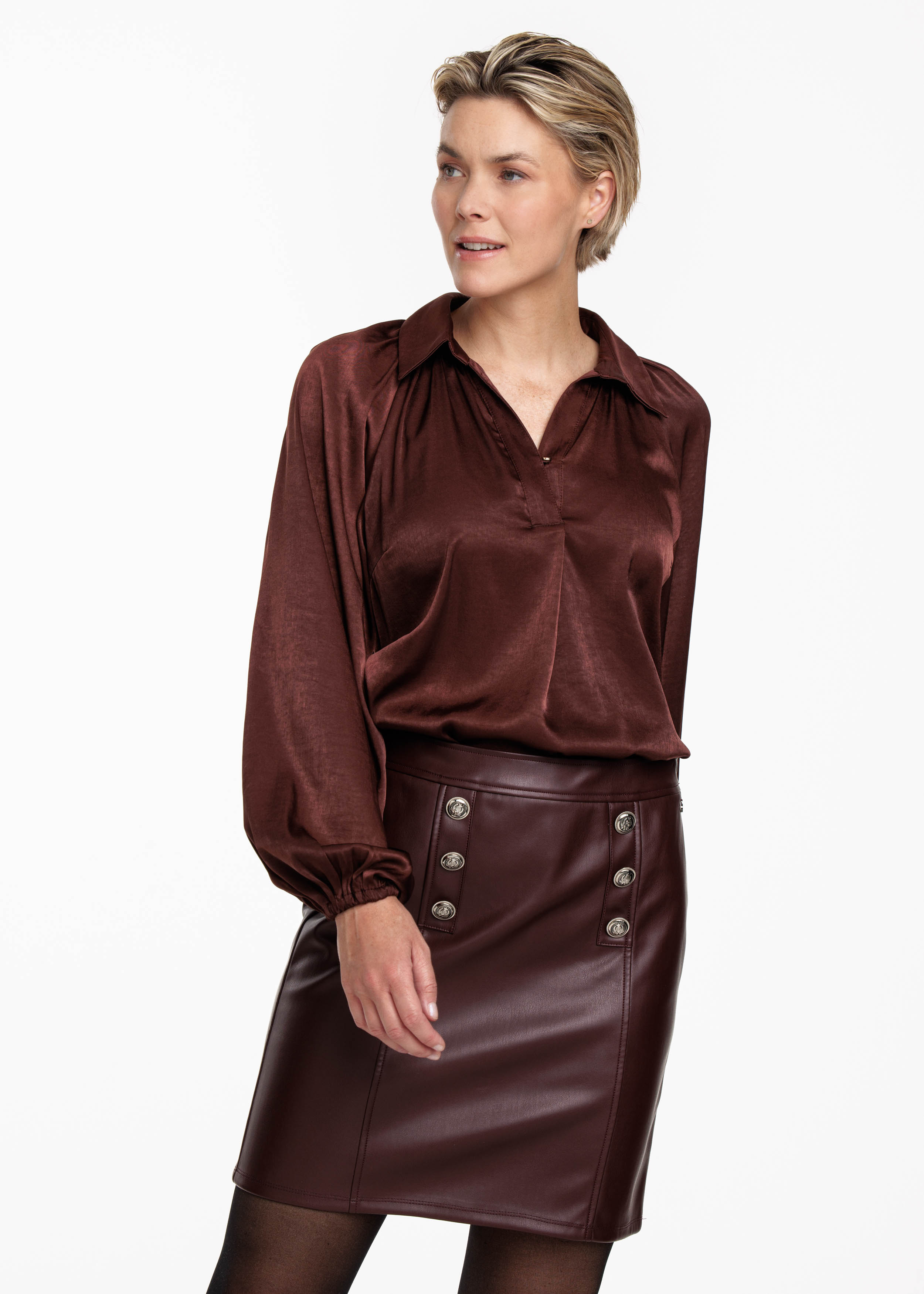 Top Satin Balloon Sleeve