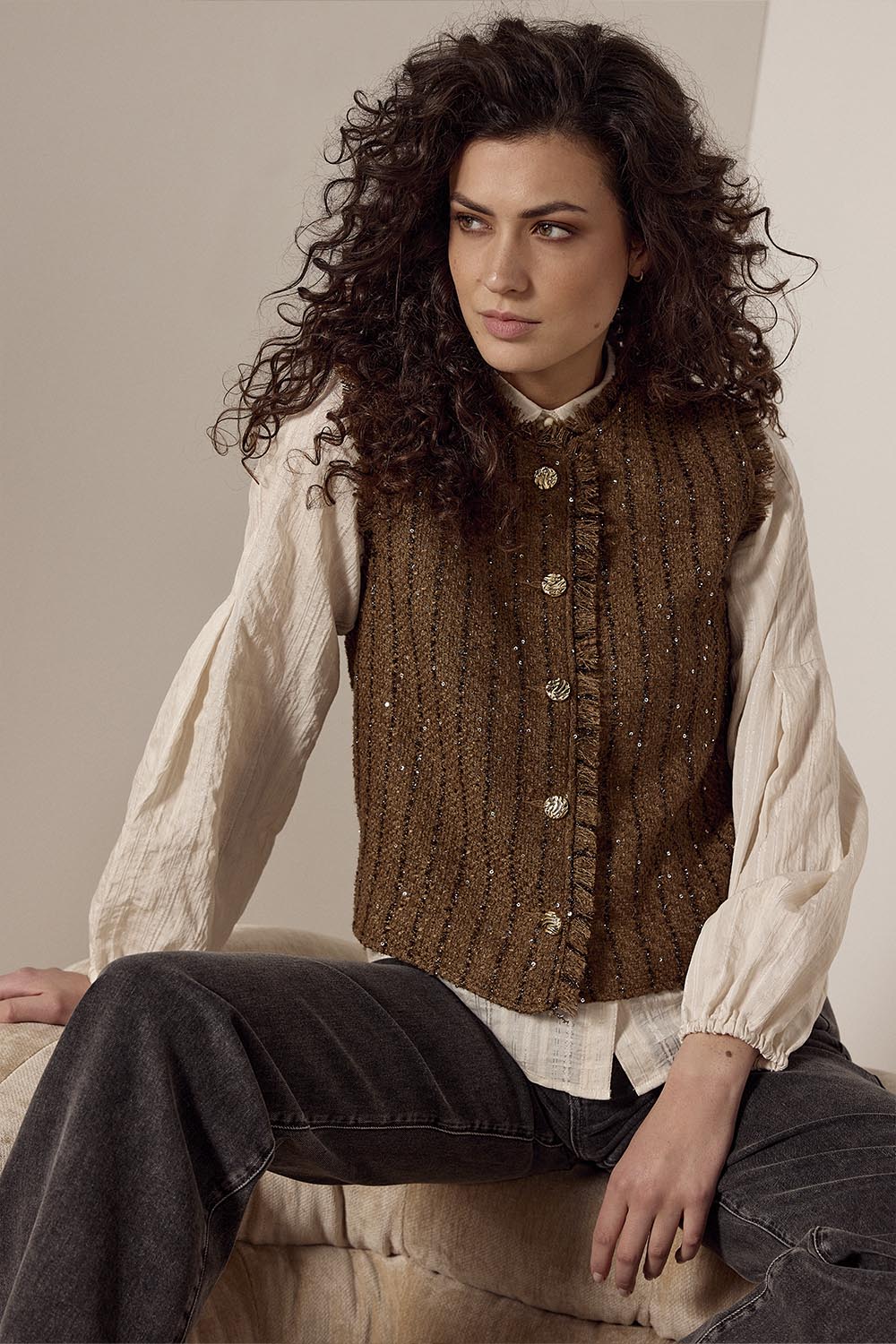 Tweed Vest Raw Edges