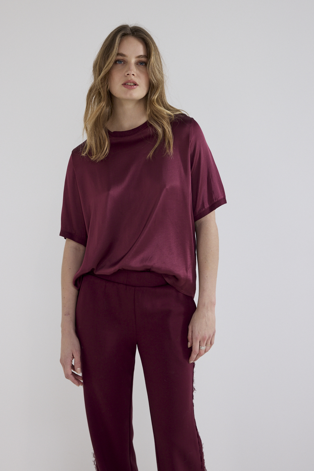 Satin Short-Sleeve Top