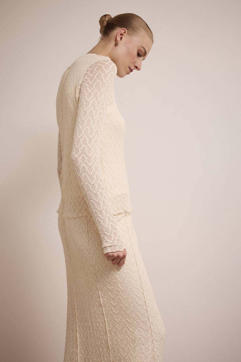 Long-Sleeve Stretch Lace Top
