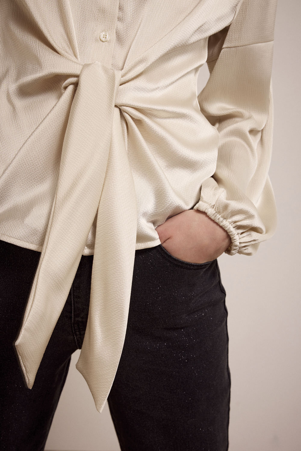 Satin-Look Blouse Twisted Detail