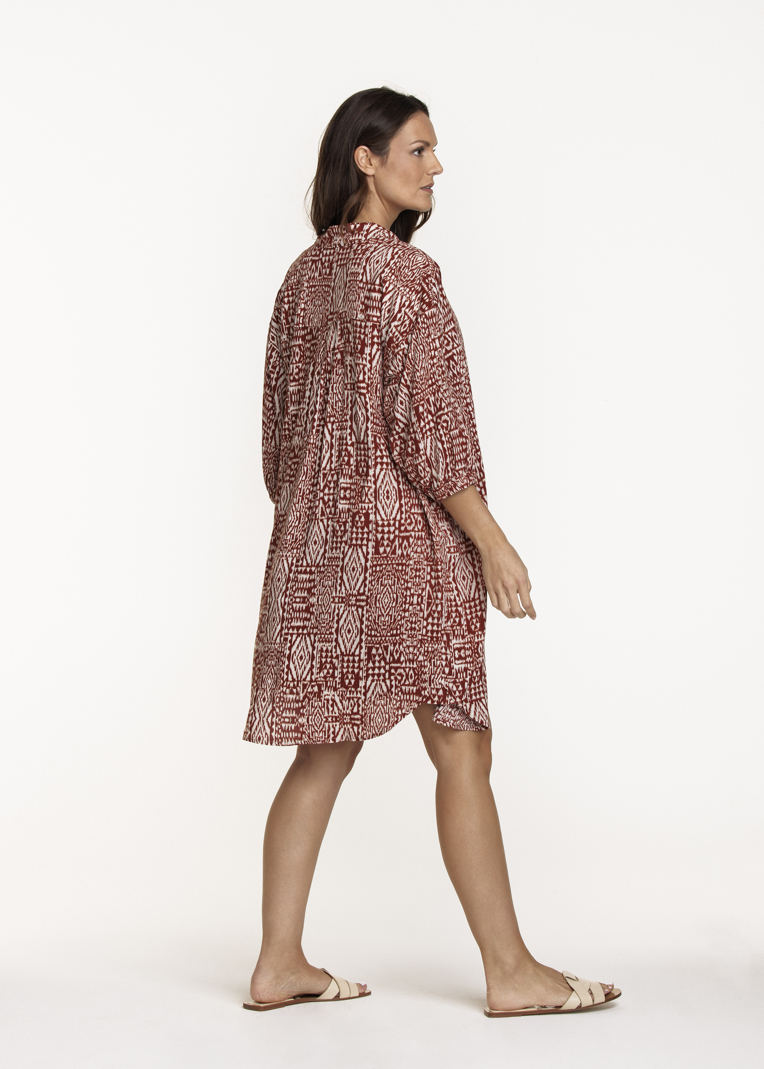 Tunic Dress Tonal Ikat Print