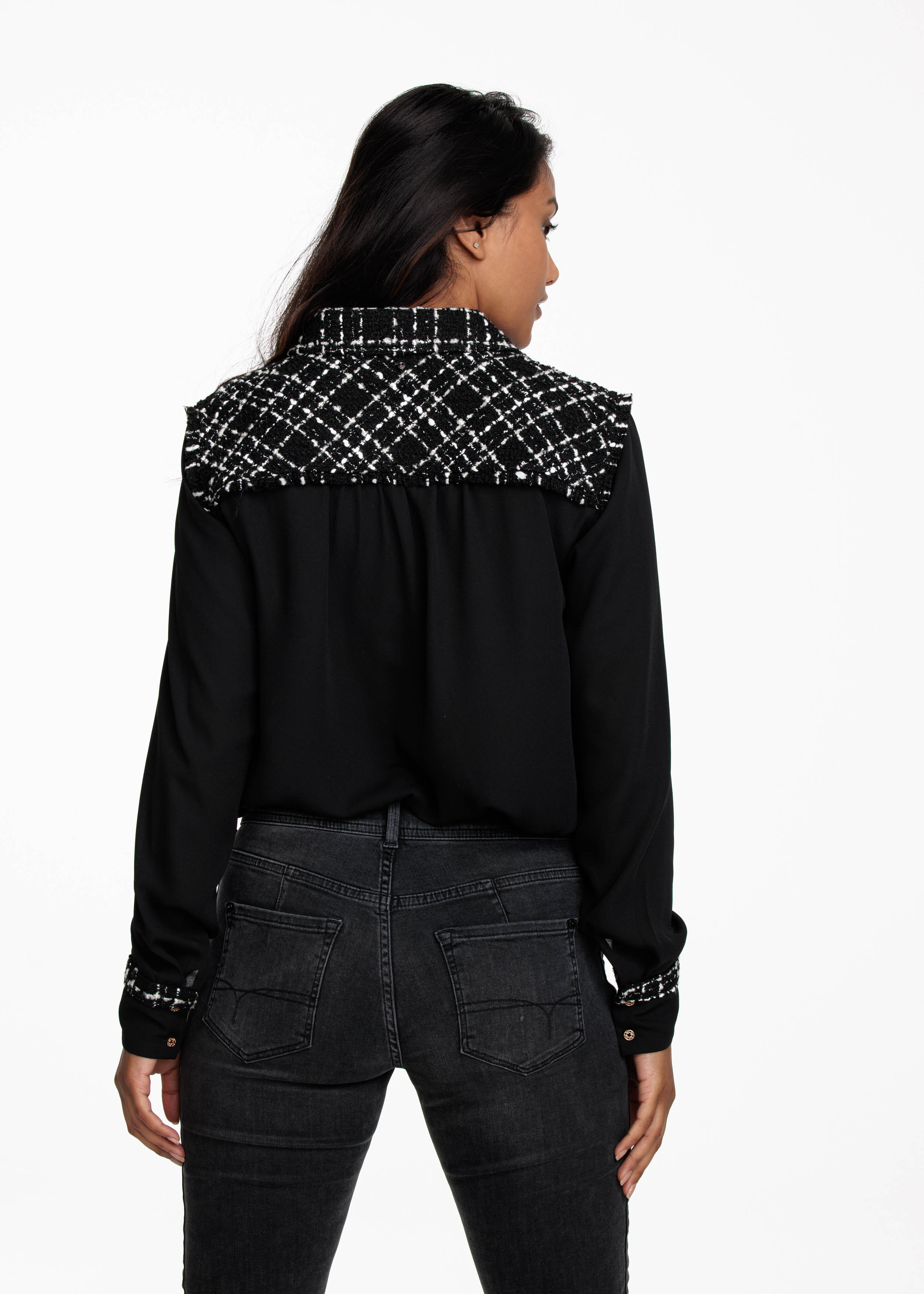 Blouse Chiffon Tweed Mix