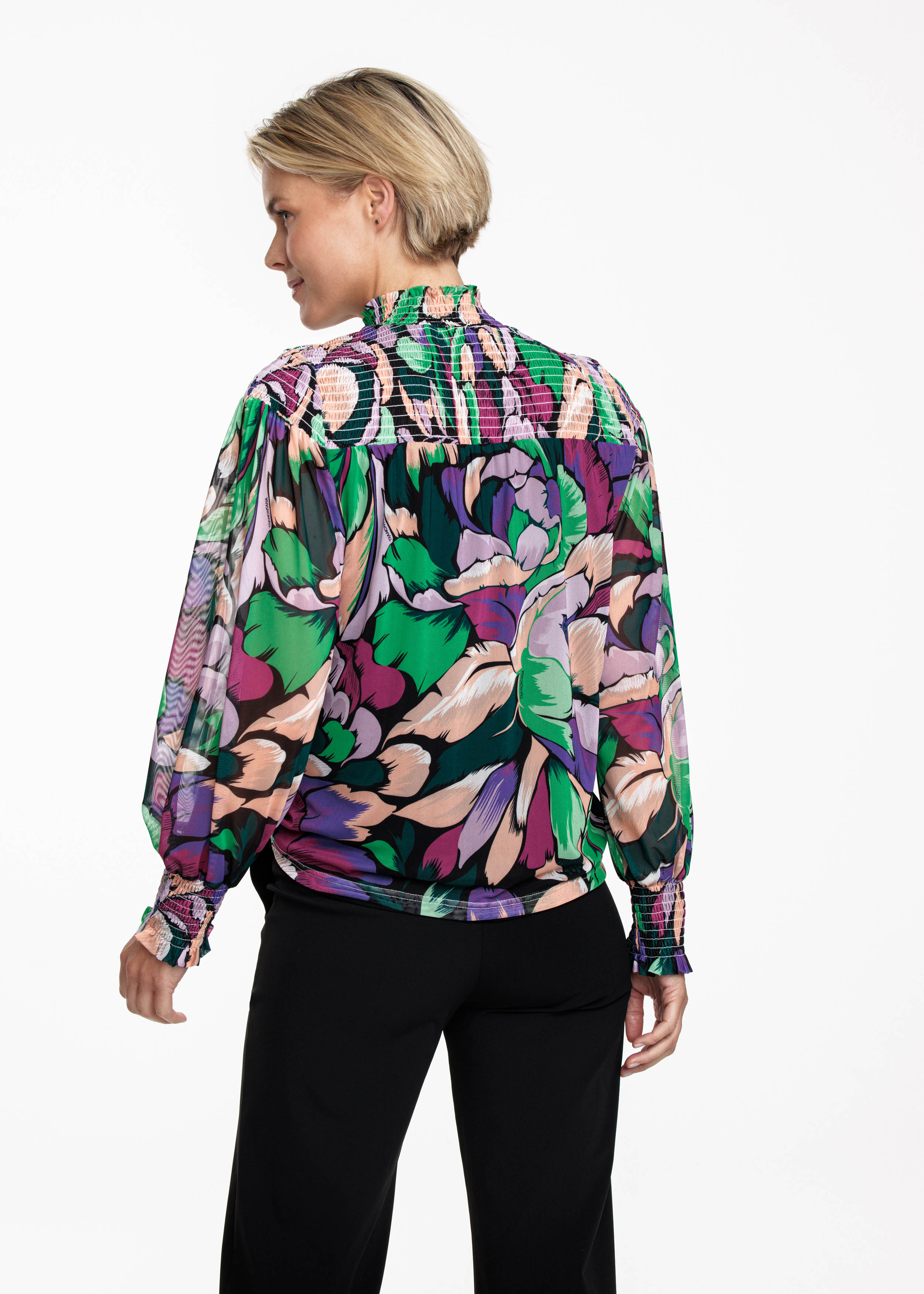 Top Mesh Flower Flash Print