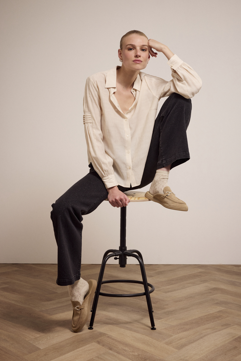 Blouse Pintuck Shoulder Detail
