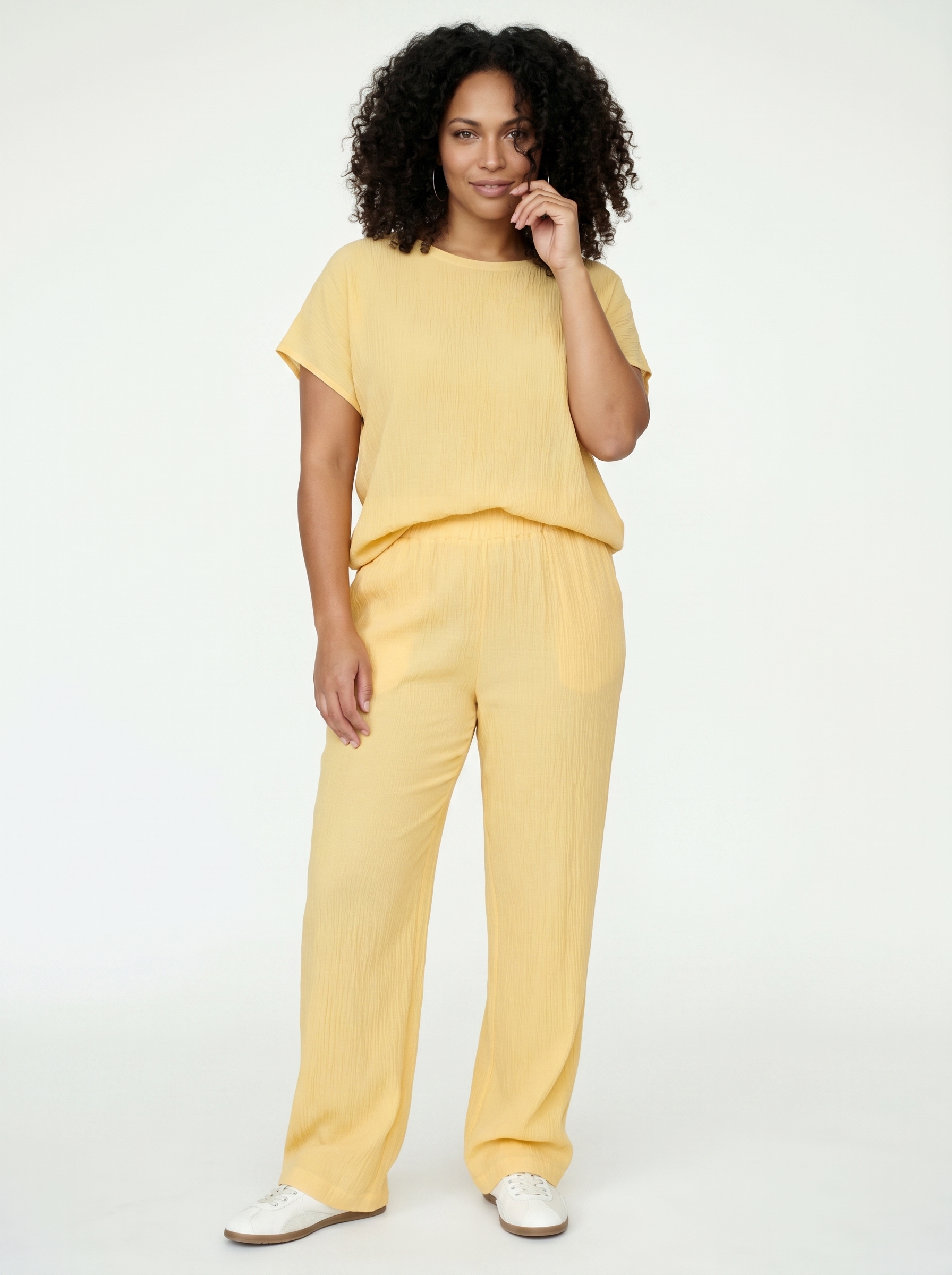 Crinkled Wide-Leg Trousers