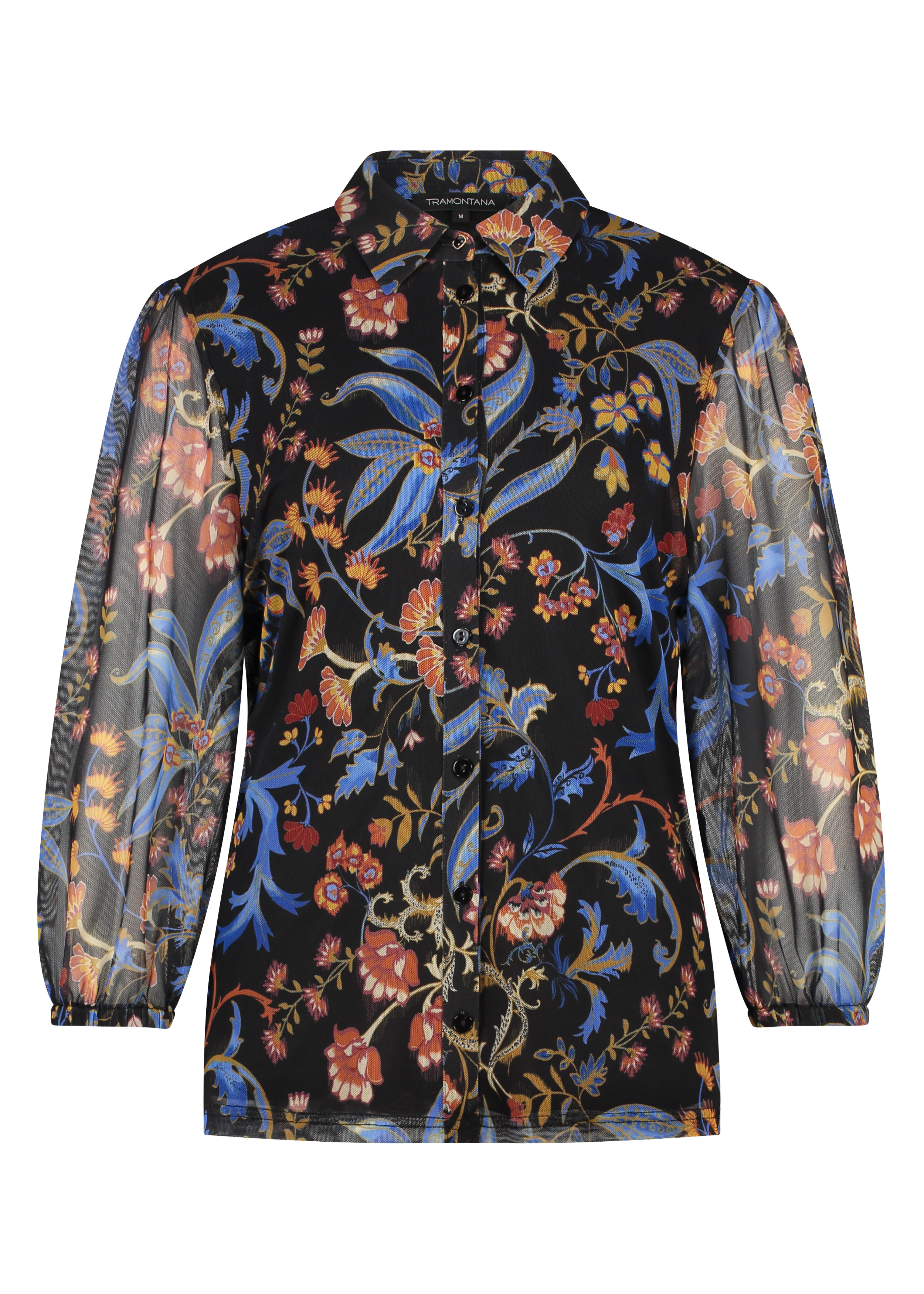 Blouse Mesh Florals Black
