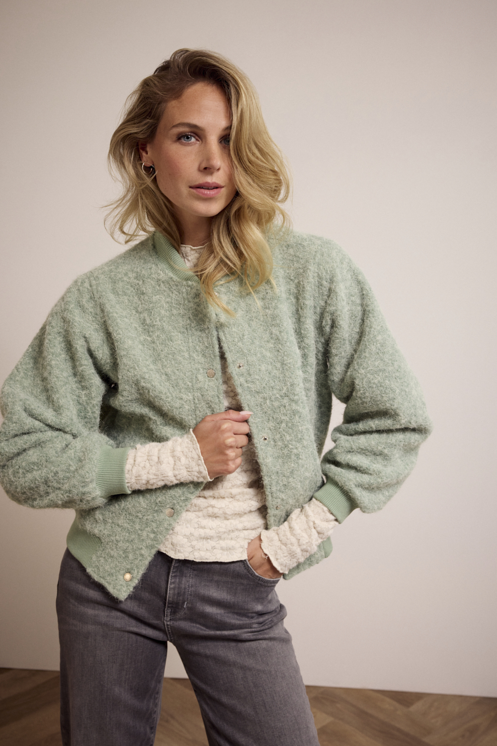 Bouclé Bomber Jacket