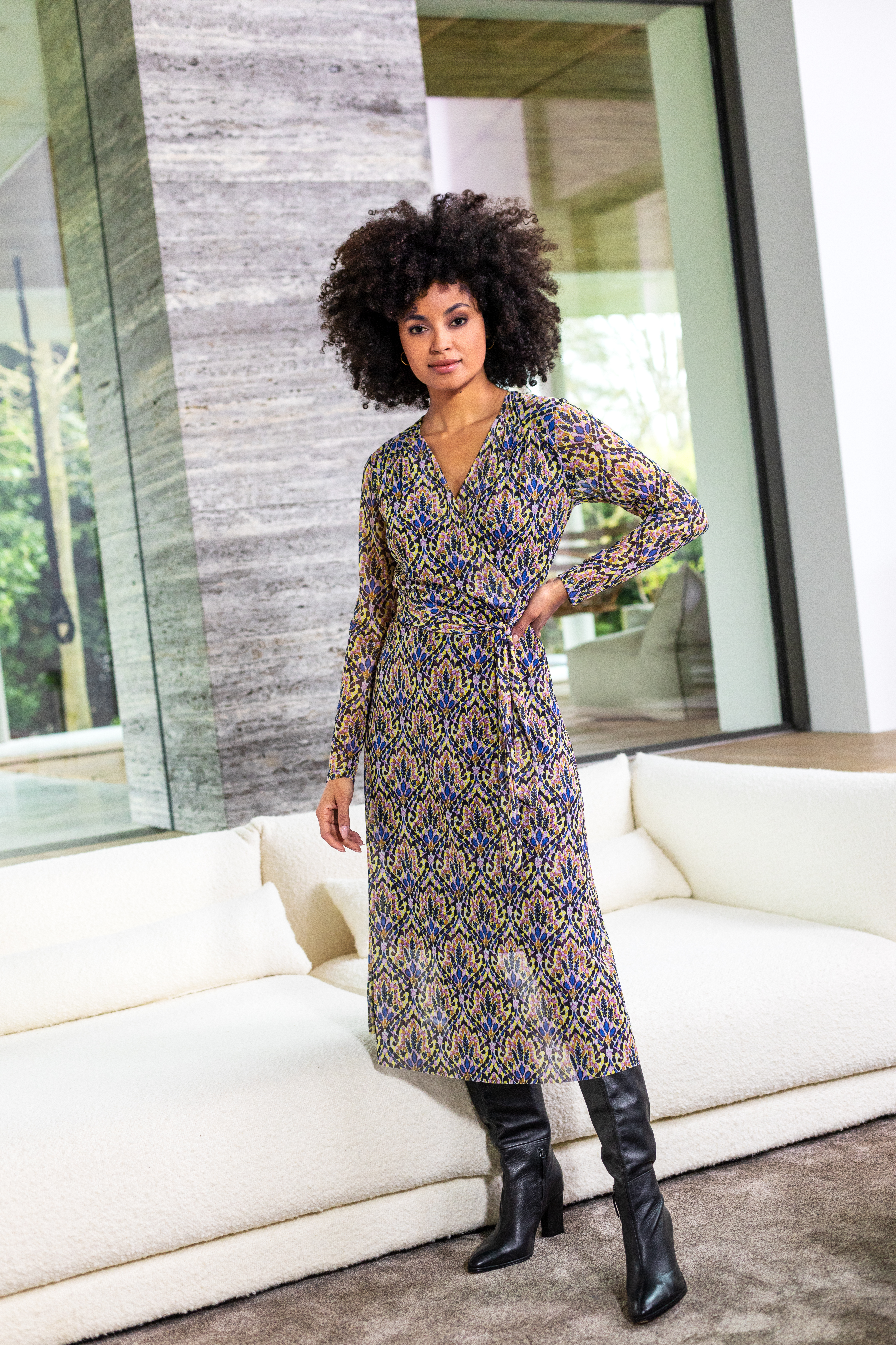 Dress Mesh Boho Rhythm Print