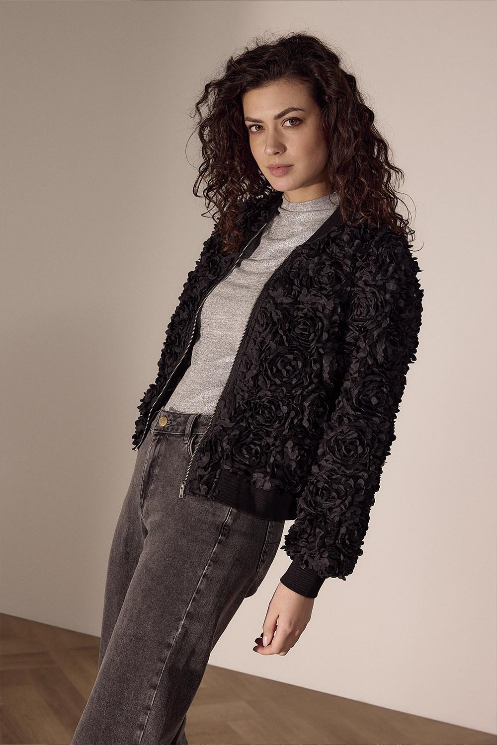 Bomber Jacket 3D Flowers