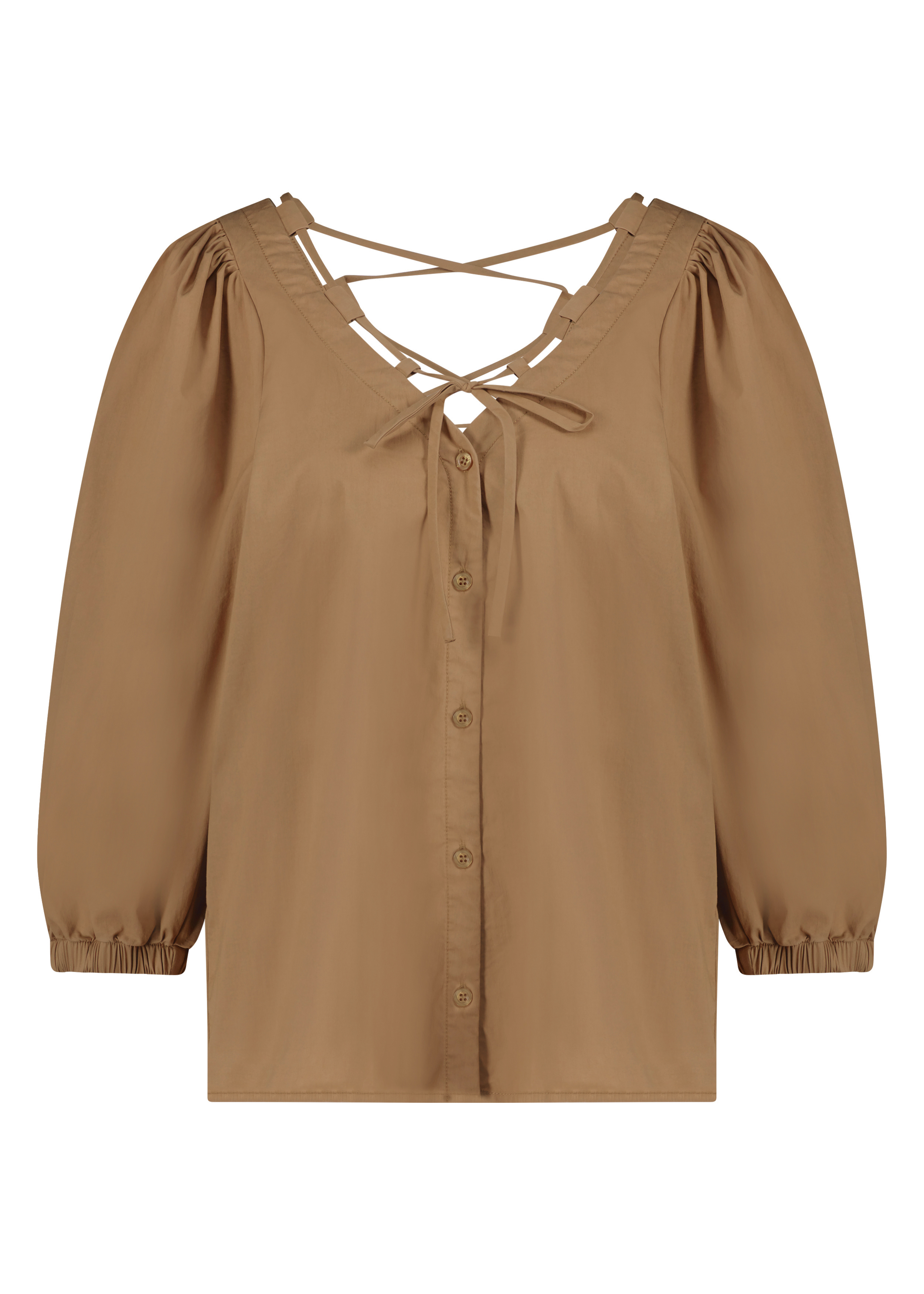 Blouse Poplin Lace Up Details