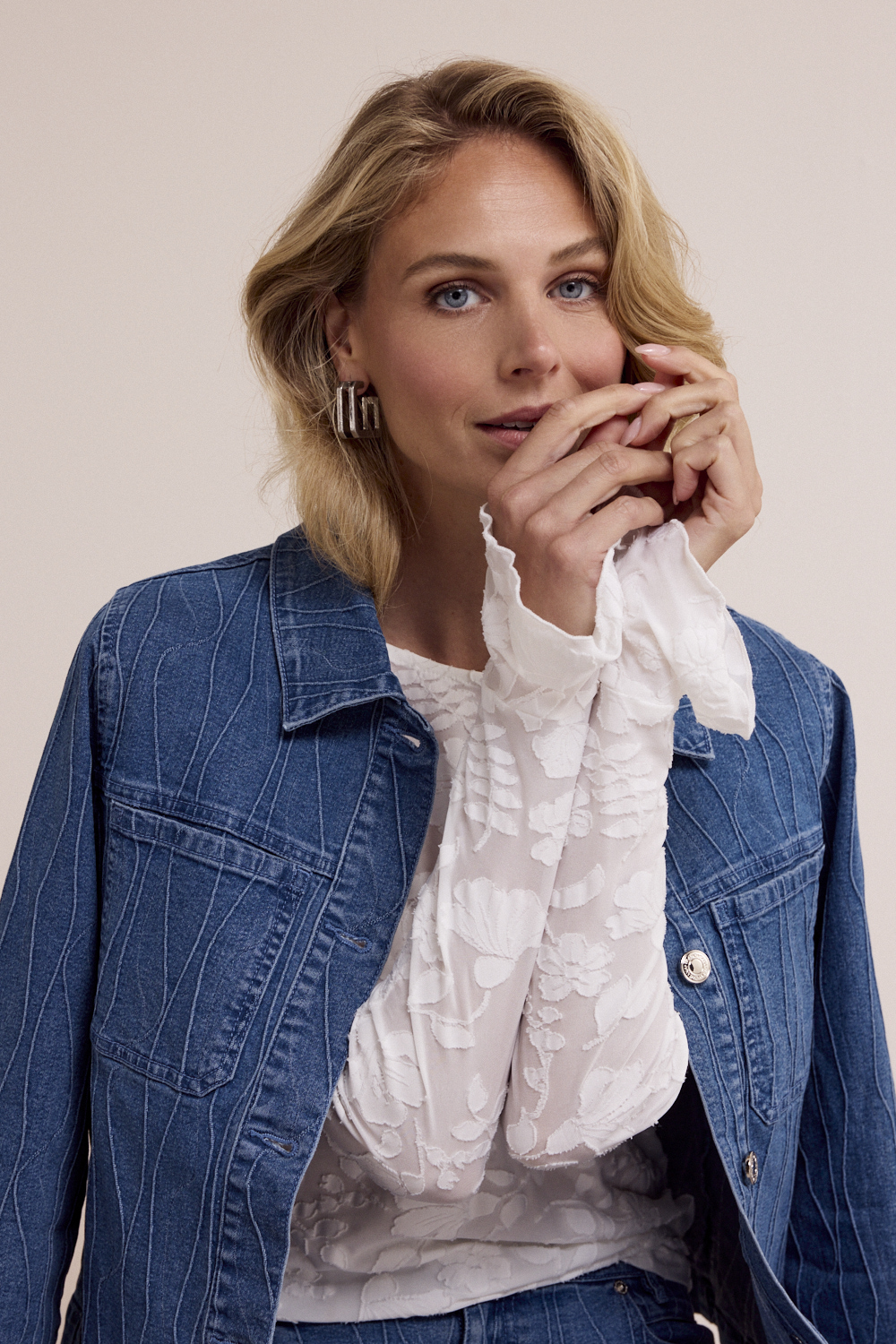 Pintuck Pattern Denim Jacket