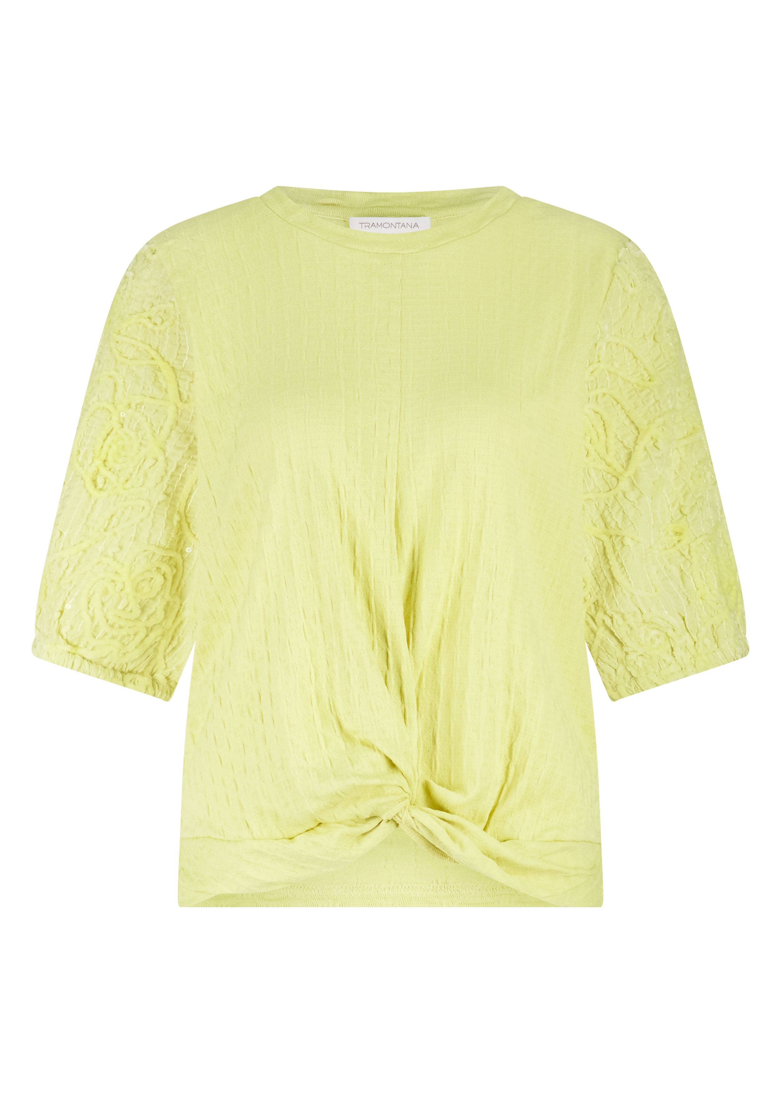 Short-Sleeve Fabric Mix Top