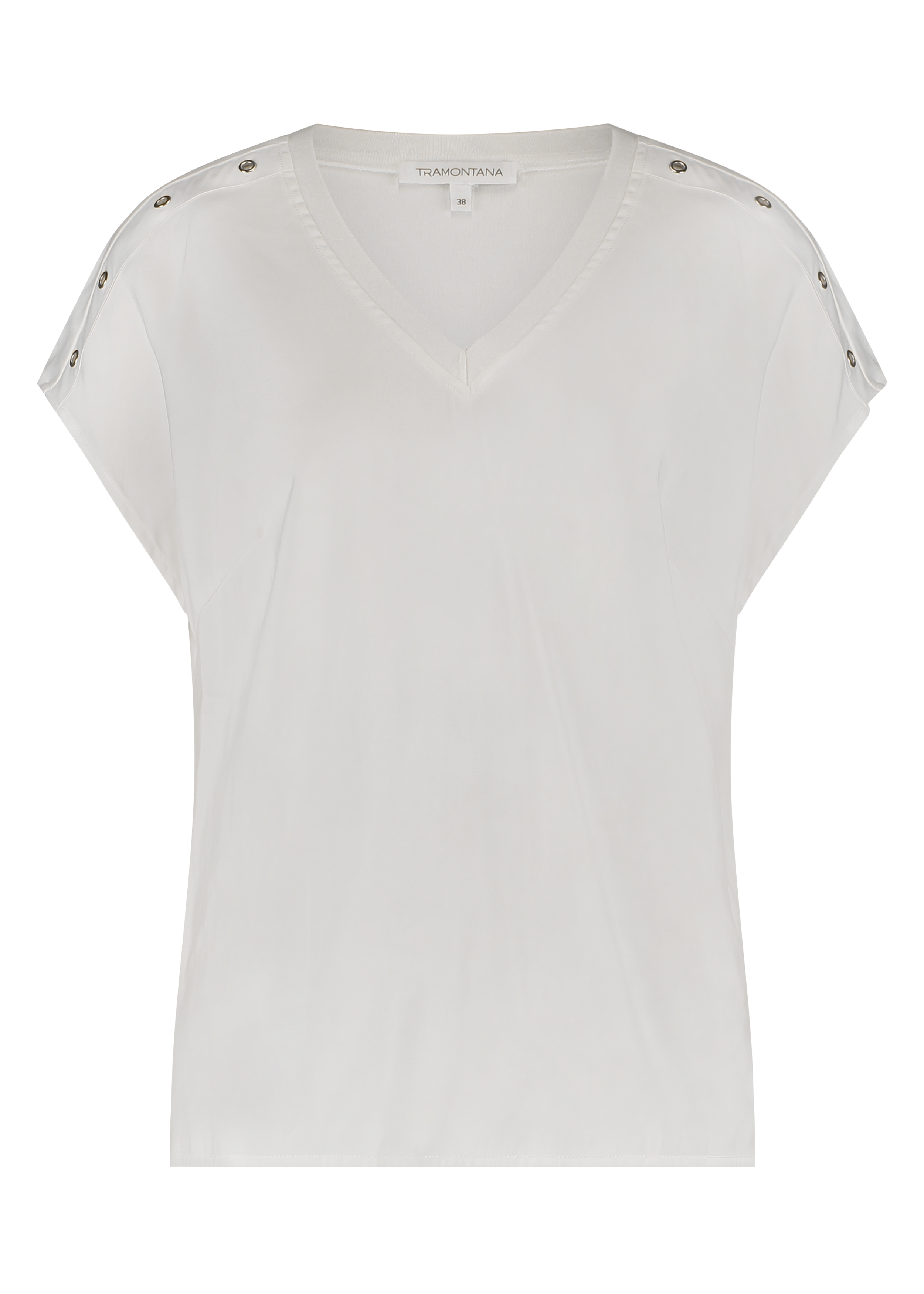 Eyelet-Detailed Fabric Mix Top