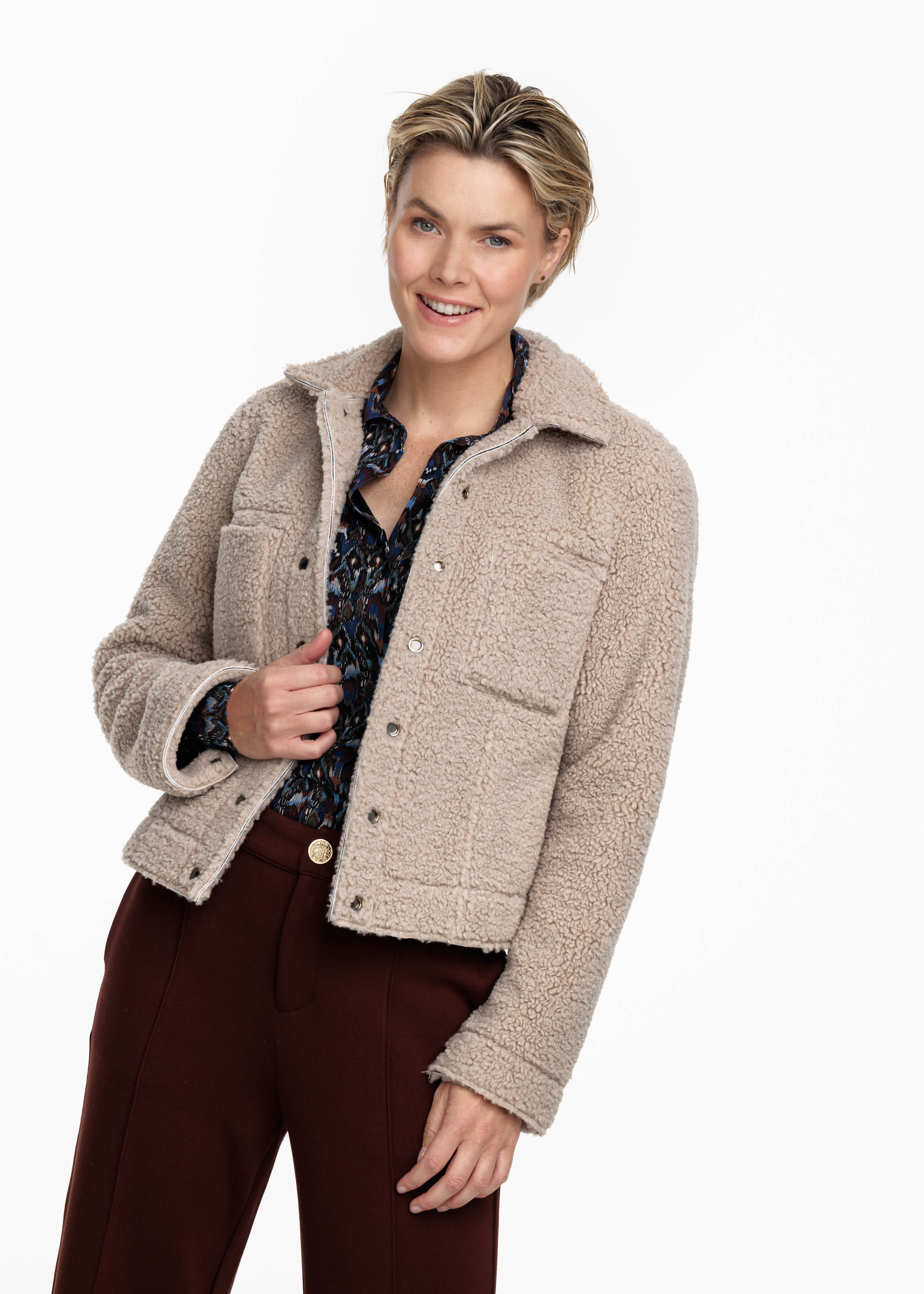 Jacket Suedine Elegant Flower Print Jacket Suedine Elegant Flower Print