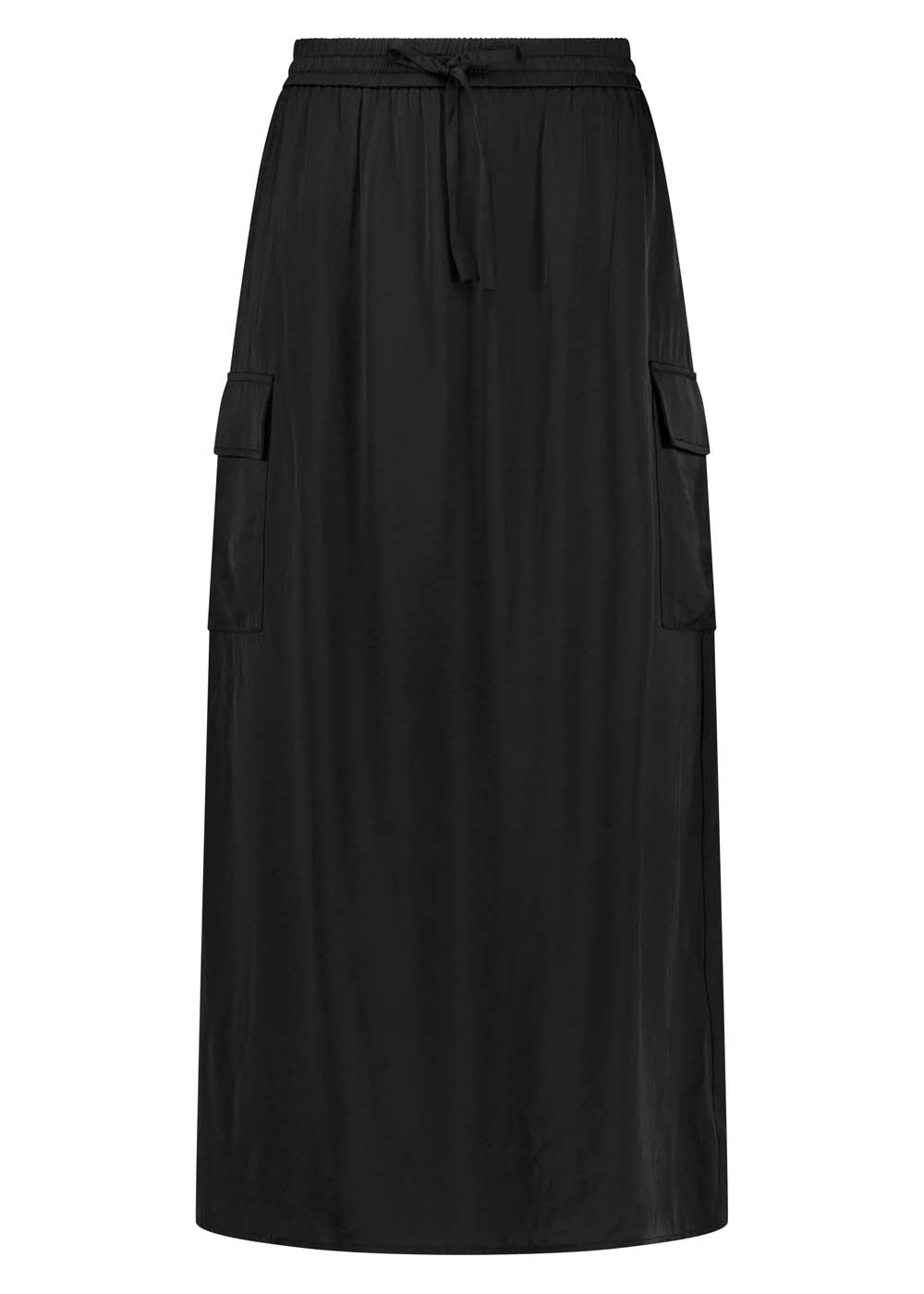Hammered-Satin Cargo Skirt