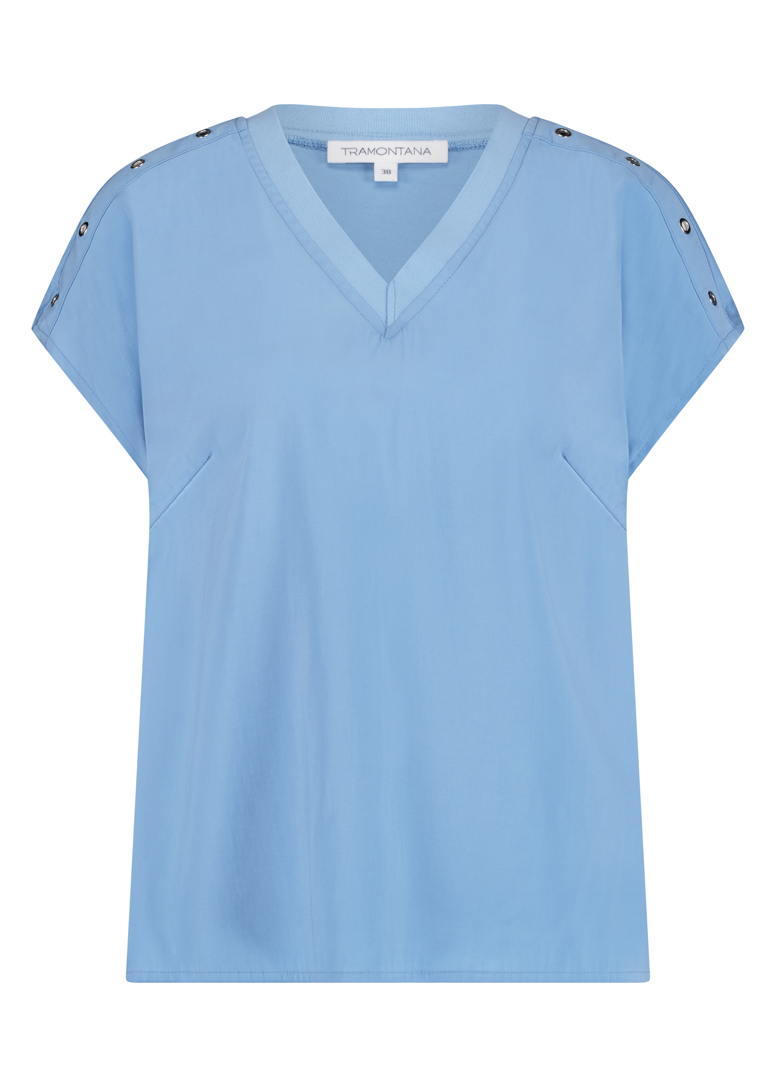 Eyelet-Detailed Fabric Mix Top