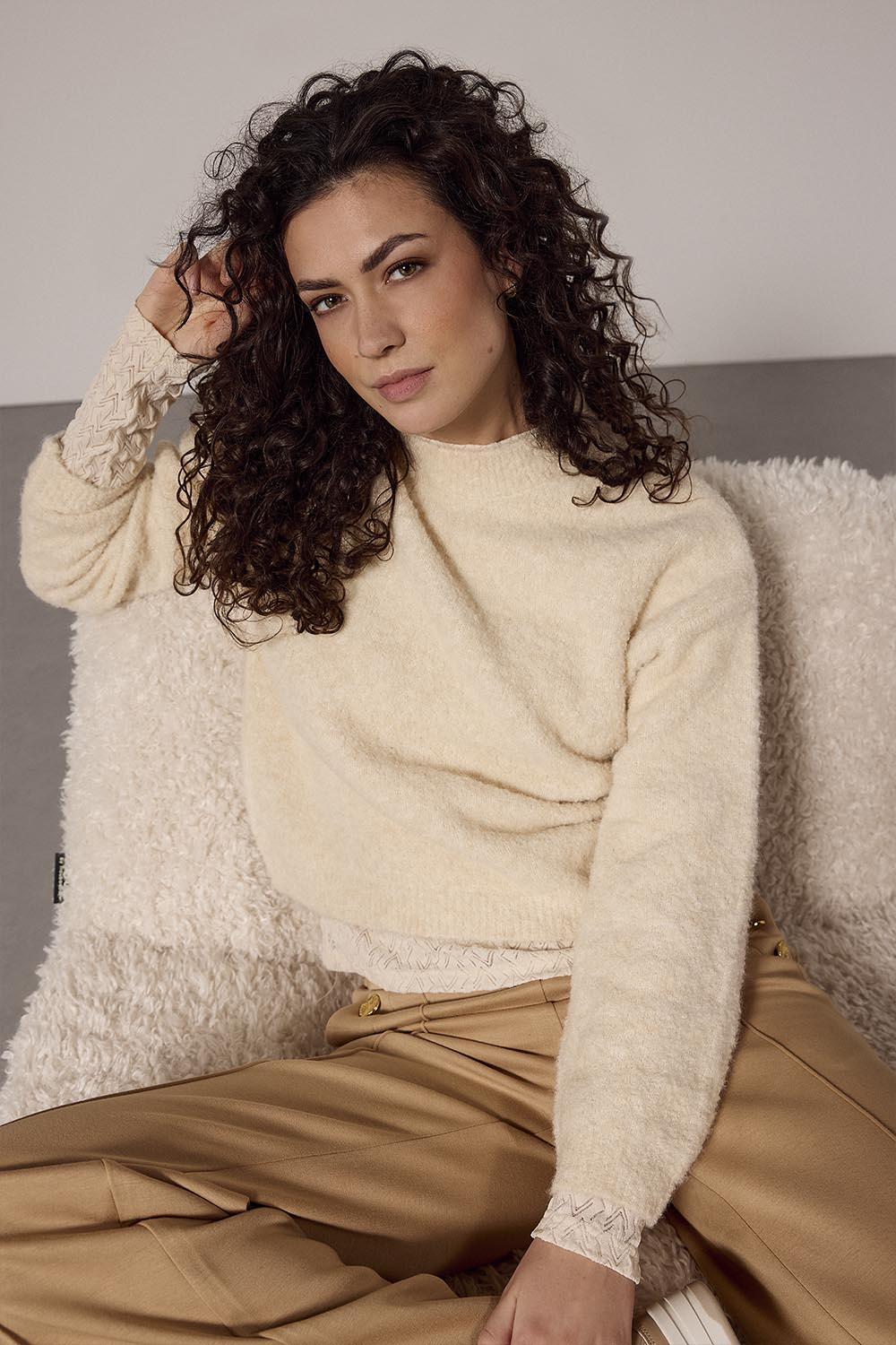 Turtle-Neck Bouclé Jumper