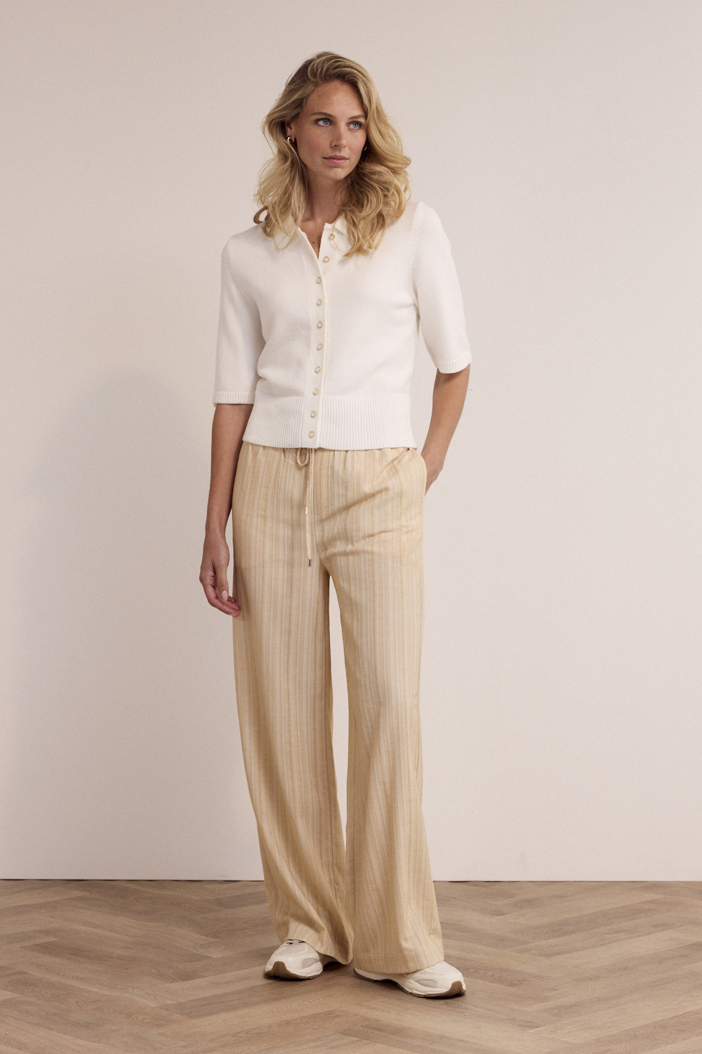 Melange Wide-Leg Trousers